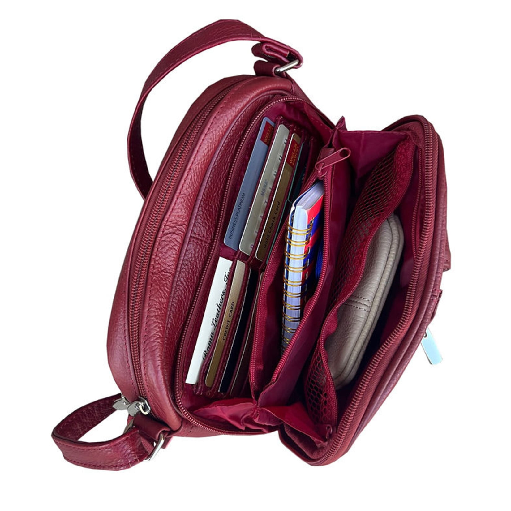 R Leathers 3013 RD - Red - Crossbody with Front Organizer