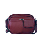 R Leathers 3013 WN - Wine - Crossbody with Front Organizer