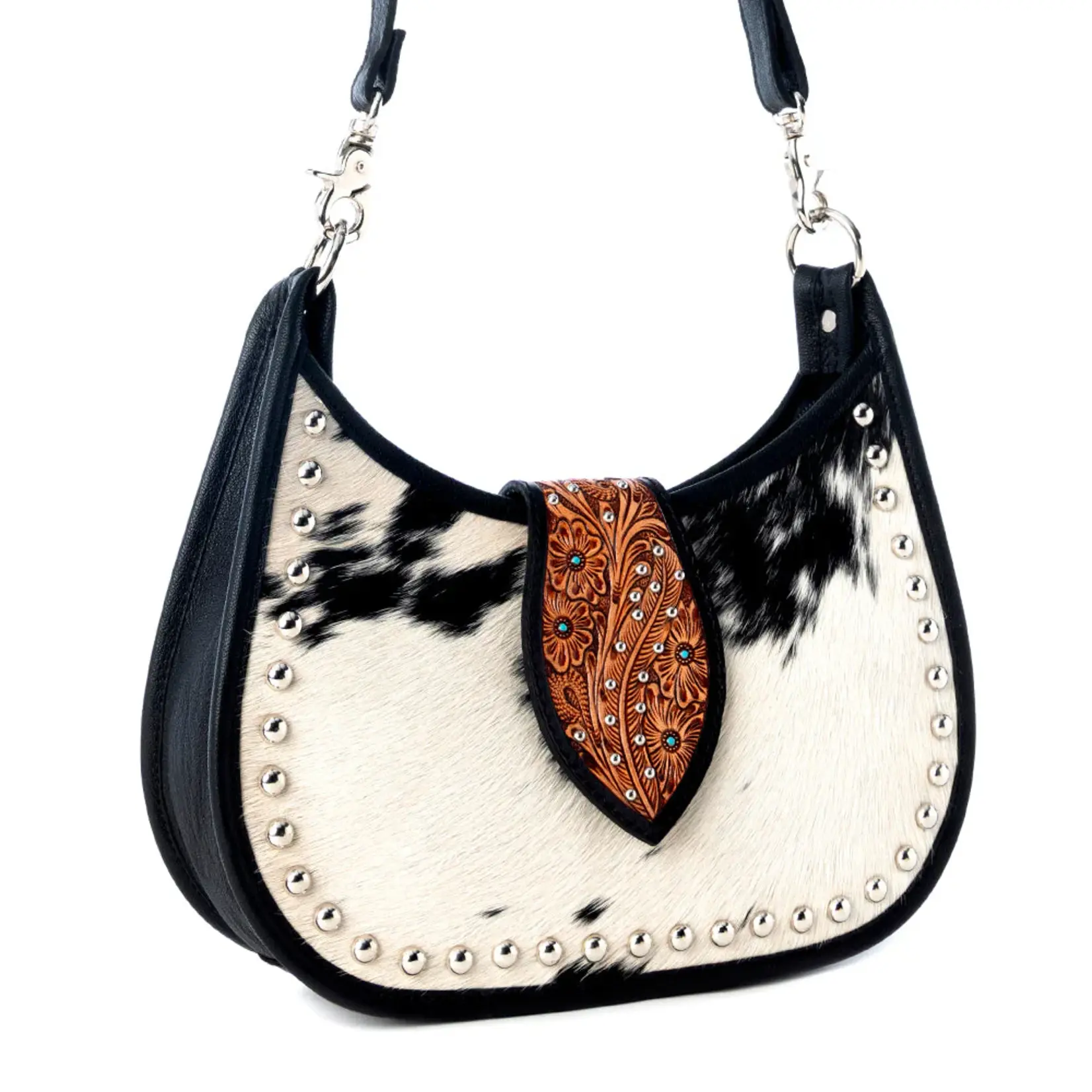 Myra Bags S-14360 Santa Fe Handtooled Bag - Black Hairon - 2026