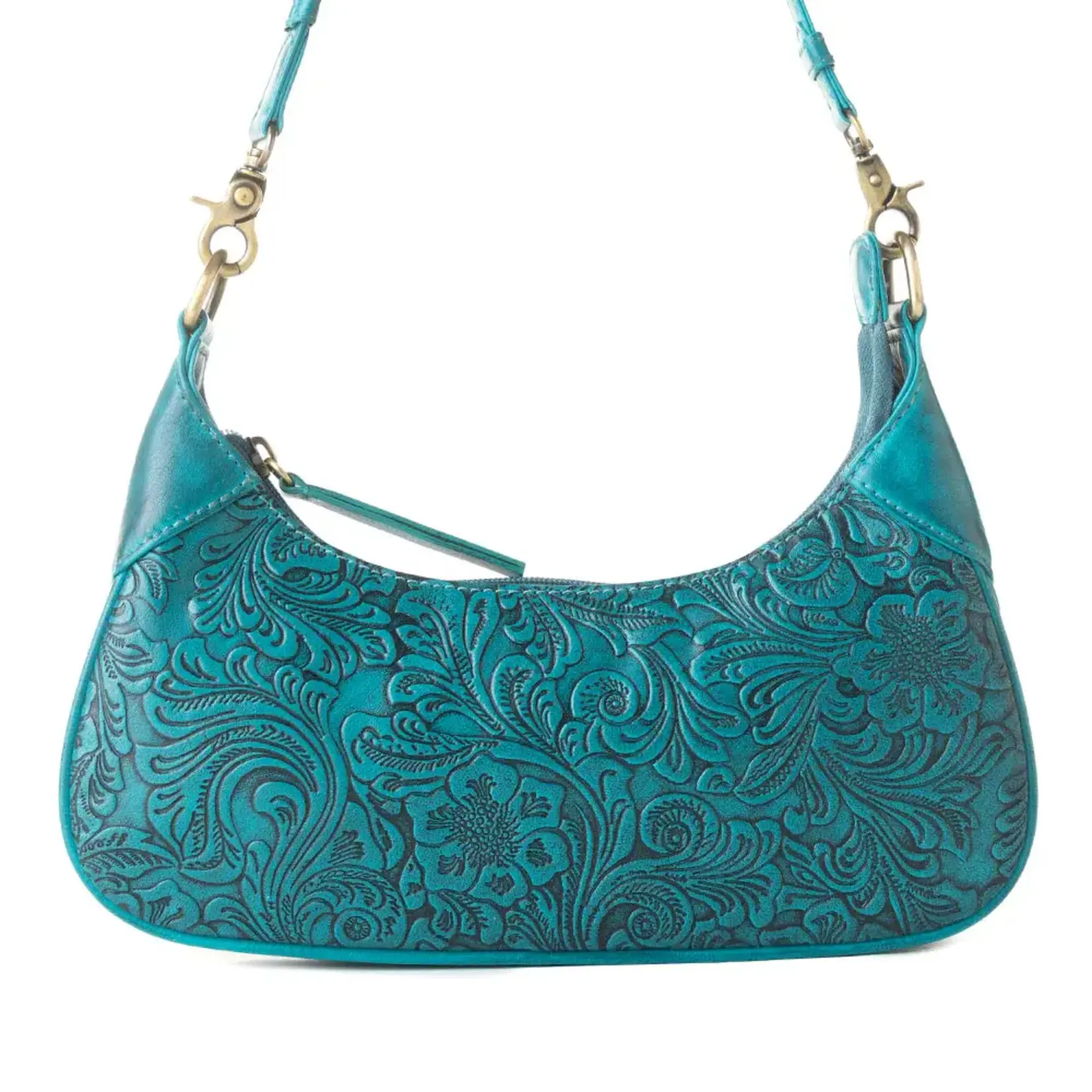 Myra Bags S-13739 Heritage Vine Embossed Leather Bag - Turquoise - 2026