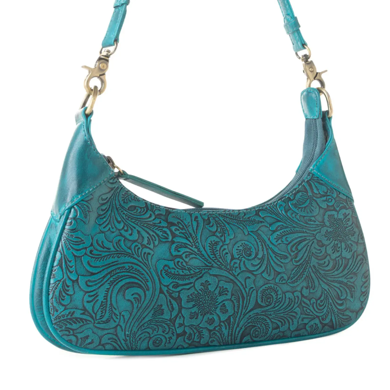 Myra Bags S-13739 Heritage Vine Embossed Leather Bag - Turquoise - 2026