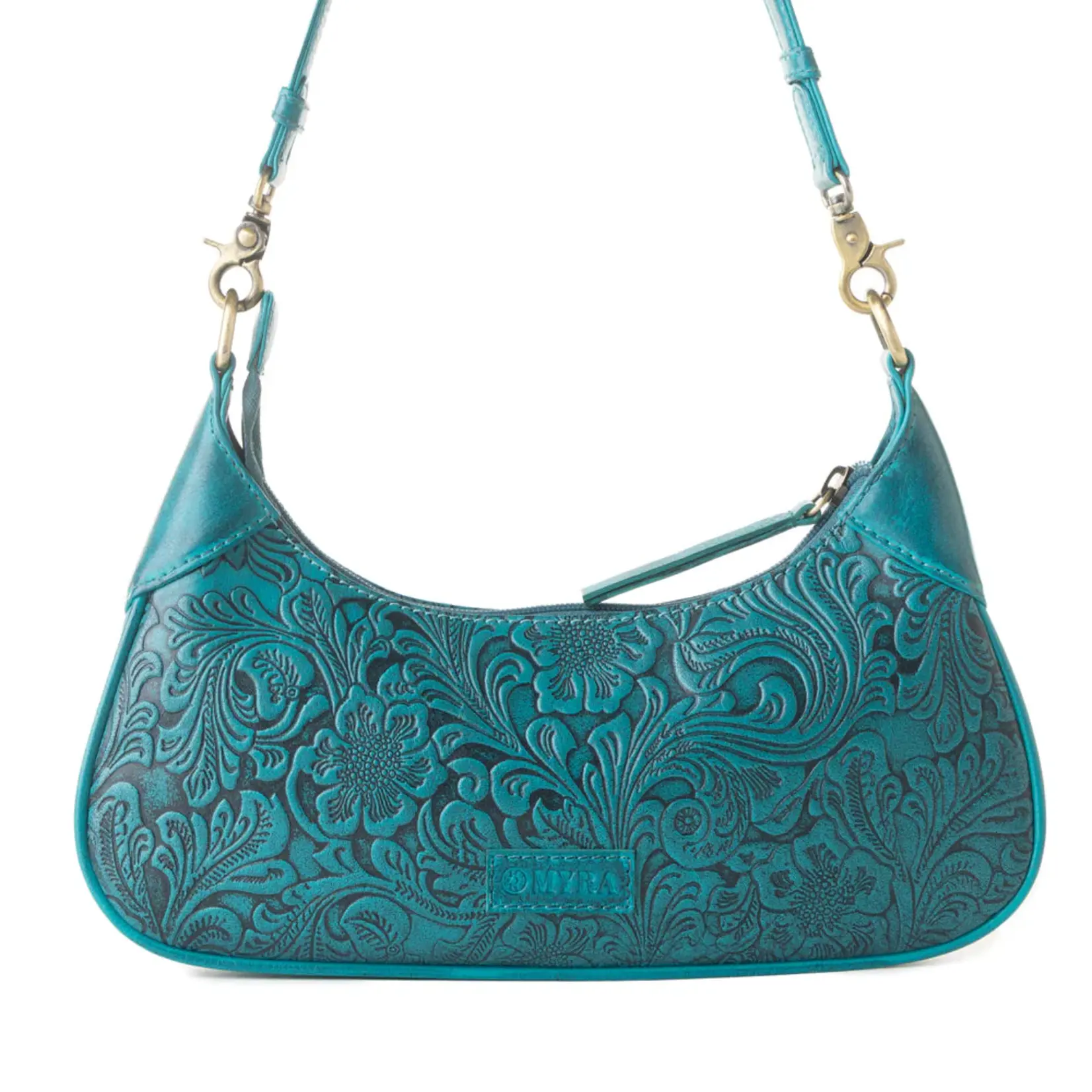 Myra Bags S-13739 Heritage Vine Embossed Leather Bag - Turquoise - 2026