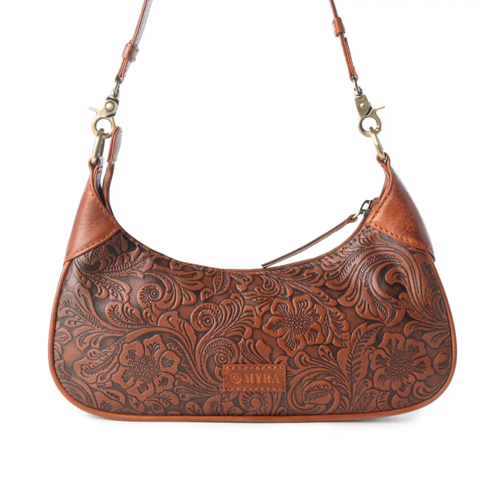 Myra Bags S-13740 Heritage Vine Embossed Leather Bag - Brown - 2026