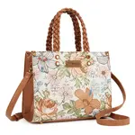 Wrangler WG438-8120BR - Brown - Wrangler Floral Print Braided Tote