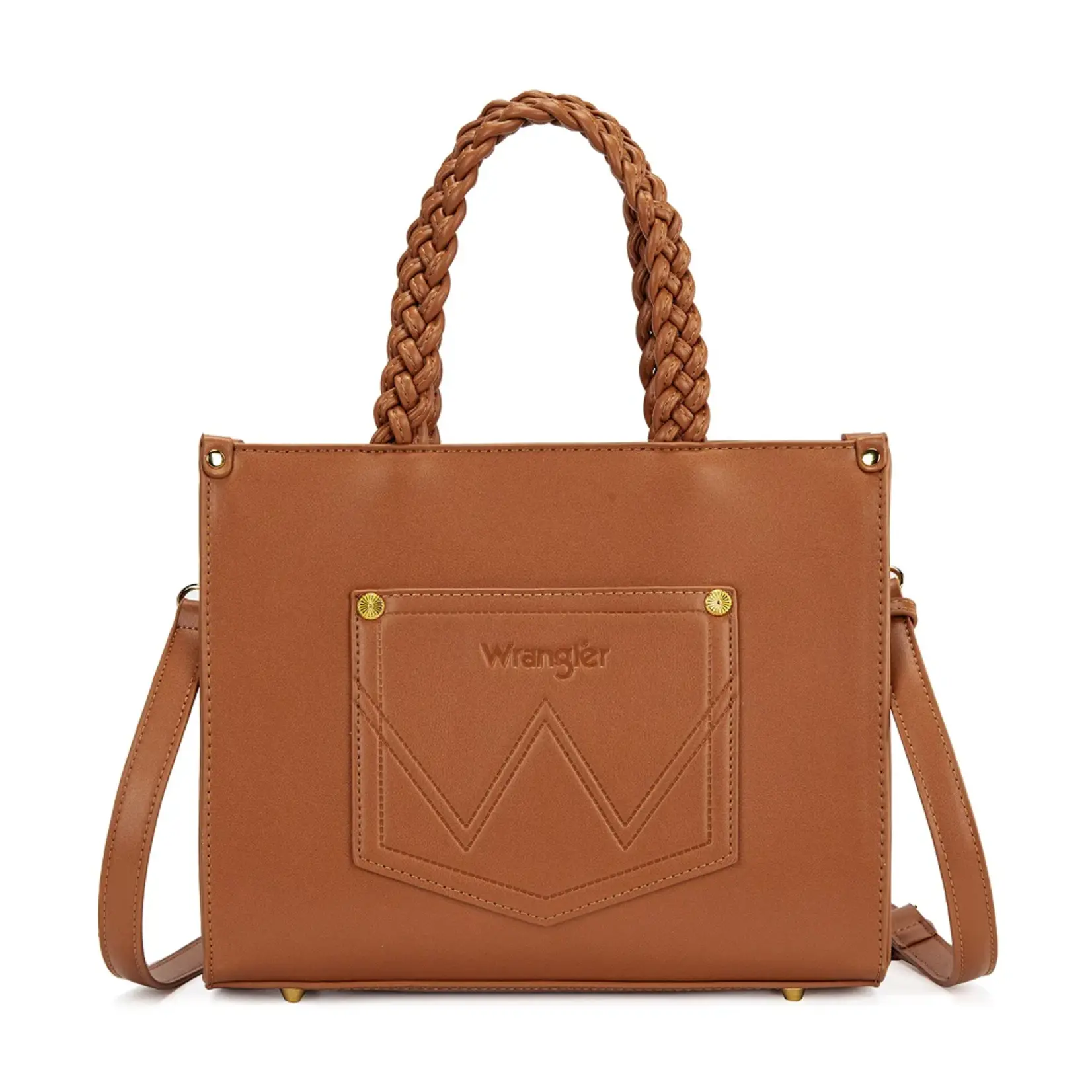 Wrangler WG438-8120BR - Brown - Wrangler Floral Print Braided Tote