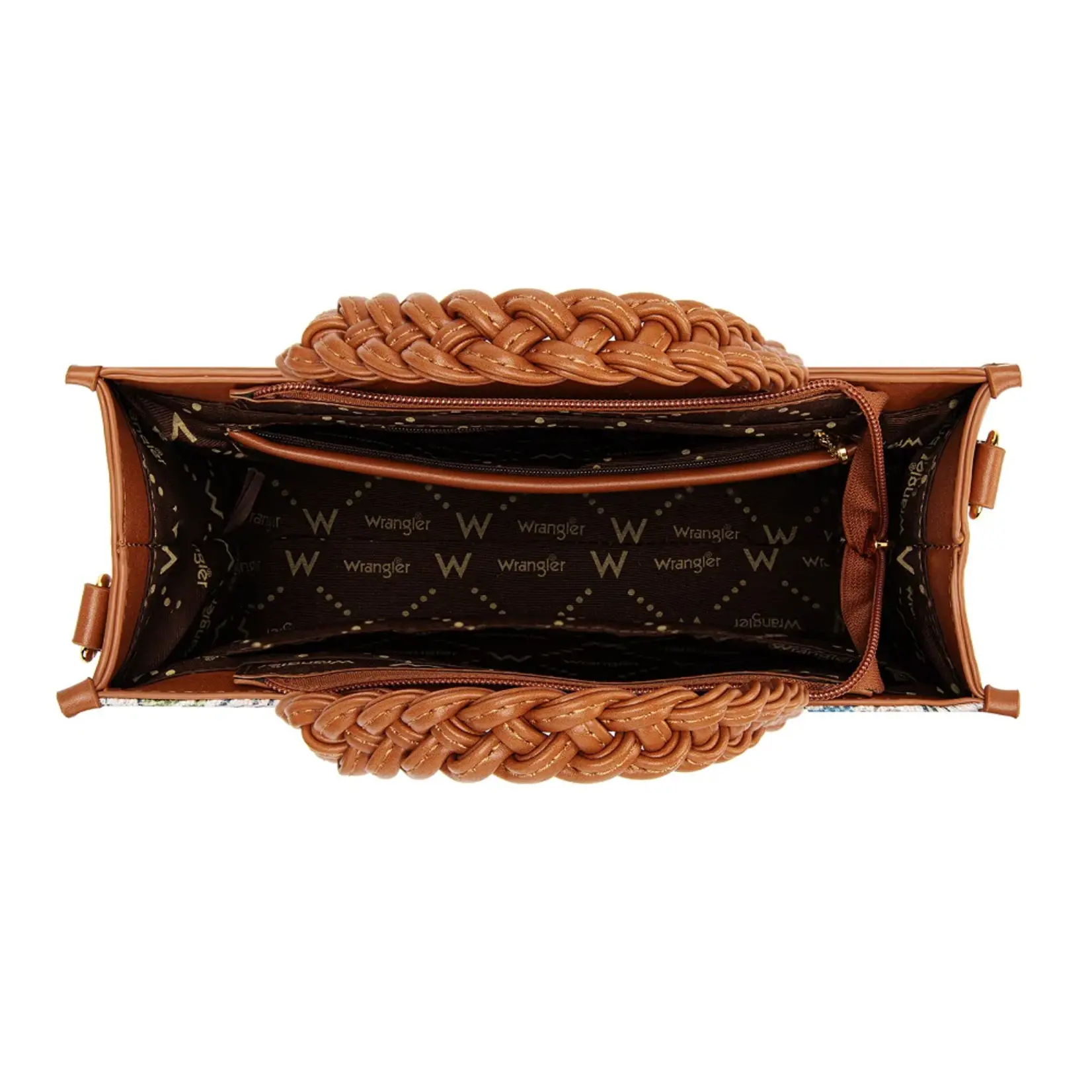 Wrangler WG438-8120BR - Brown - Wrangler Floral Print Braided Tote
