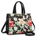 Wrangler WG438-8120BK - Black - Wrangler Floral Print Braided Tote