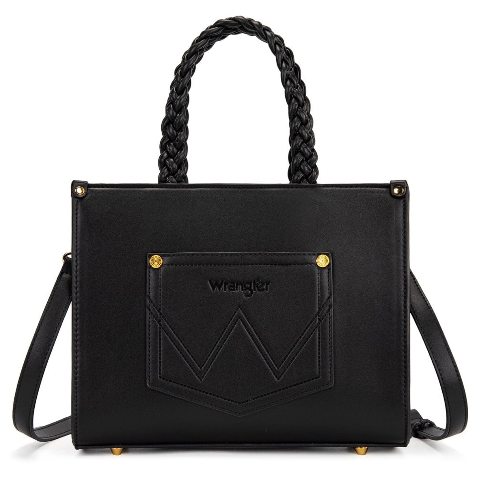 Wrangler WG438-8120BK - Black - Wrangler Floral Print Braided Tote