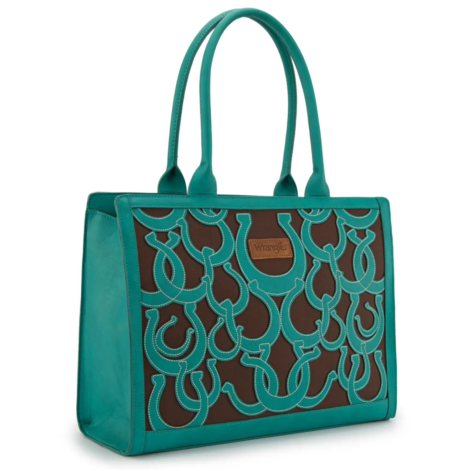 Wrangler WG292-8110TQ - Turquoise - Wrangler Horseshoe Cutout Carry-All Large Tote