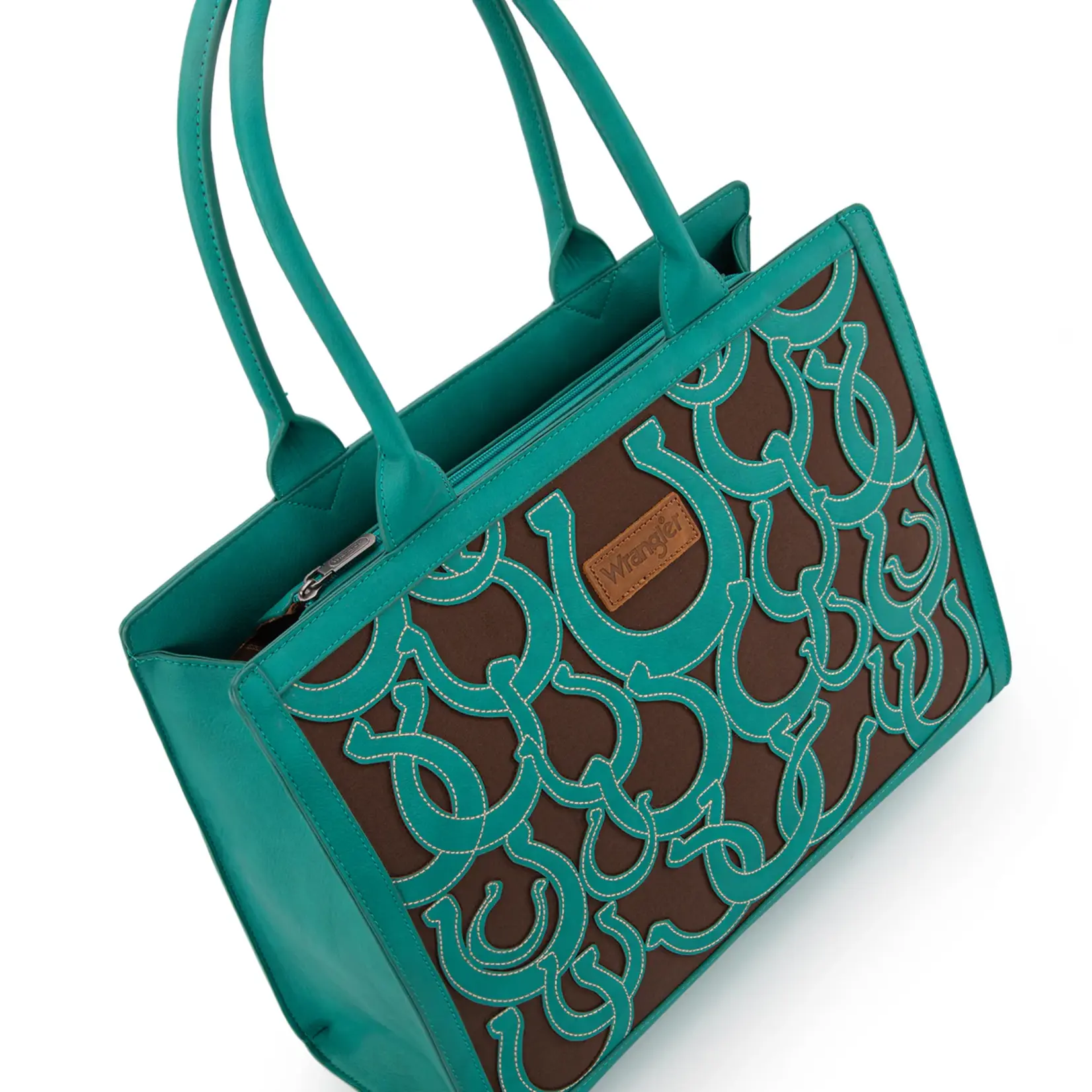 Wrangler WG292-8110TQ - Turquoise - Wrangler Horseshoe Cutout Carry-All Large Tote