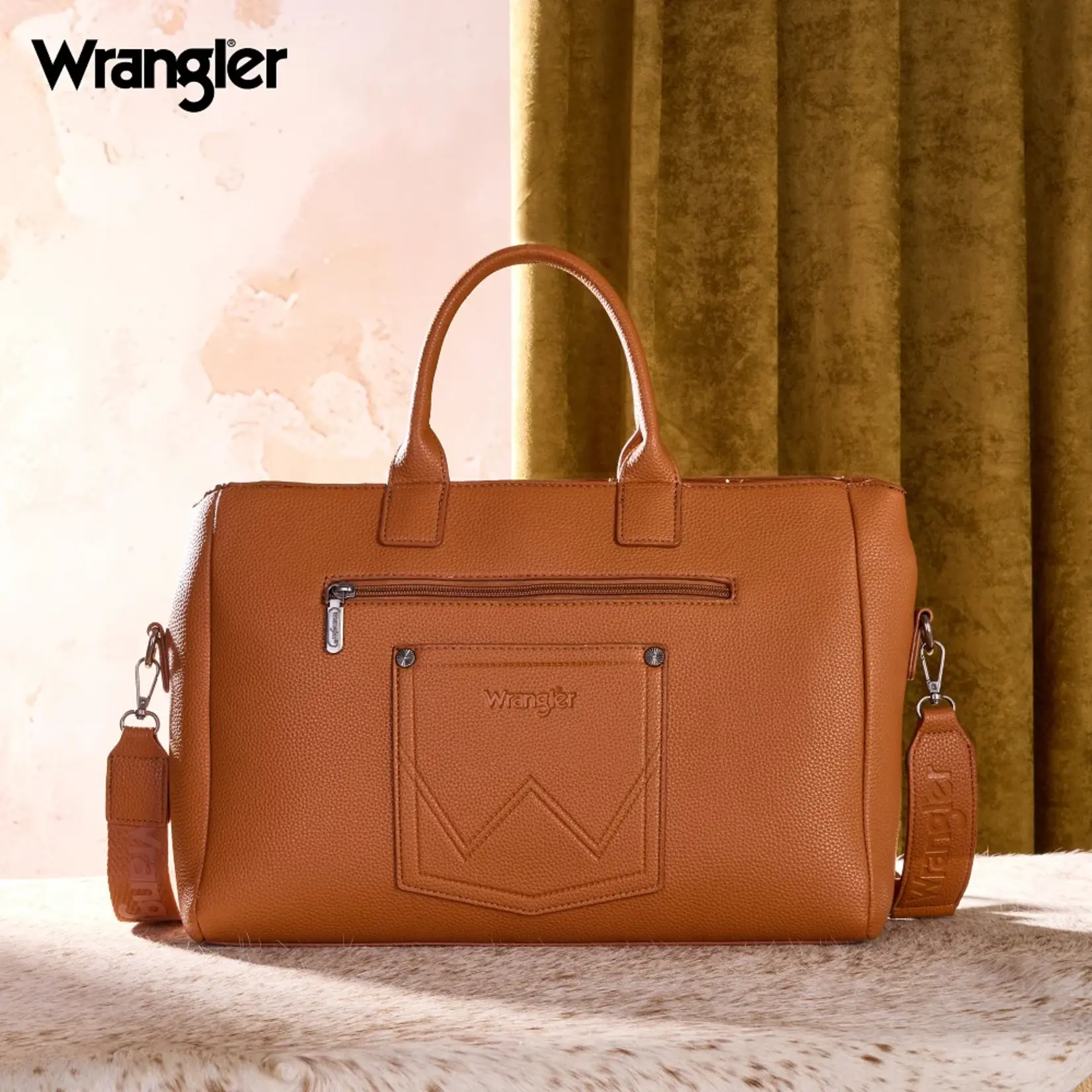 Wrangler WG484-8119BR - Brown - Wrangler Whipstitch Work Tote / Crossbody