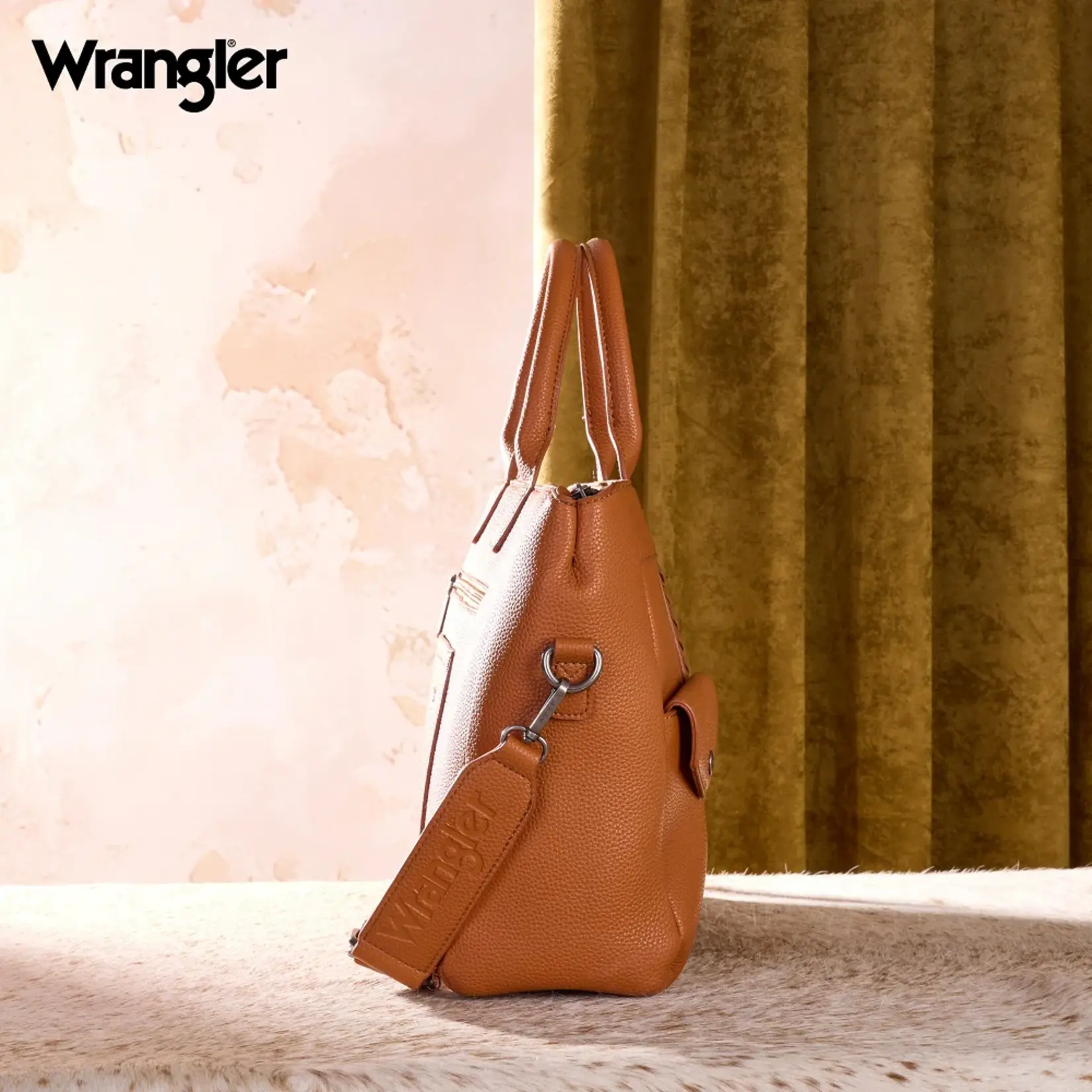 Wrangler WG484-8119BR - Brown - Wrangler Whipstitch Work Tote / Crossbody