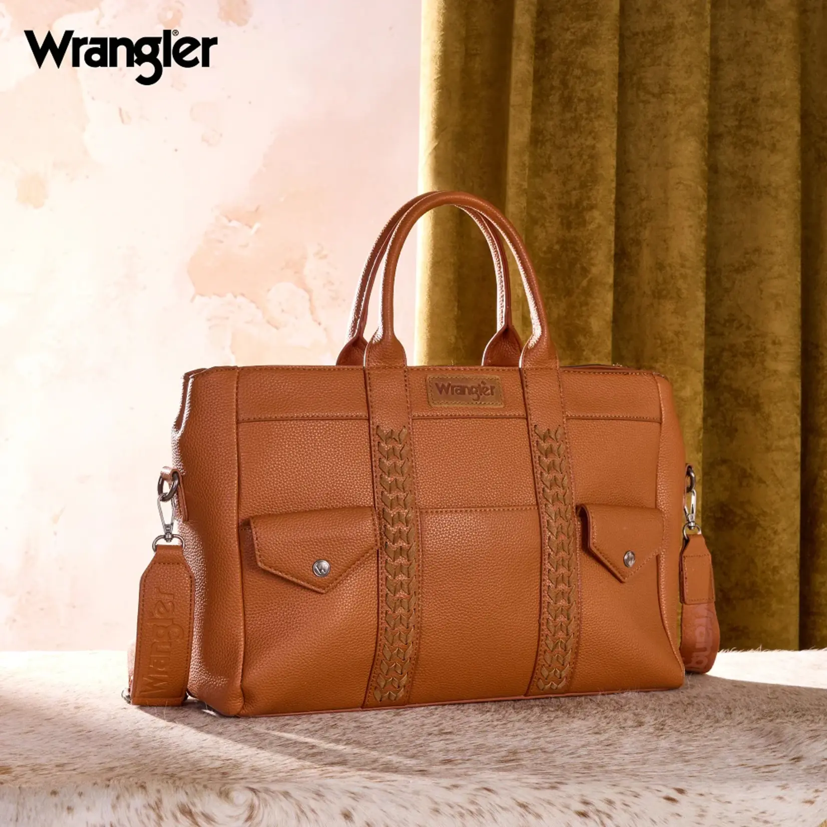 Wrangler WG484-8119BR - Brown - Wrangler Whipstitch Work Tote / Crossbody