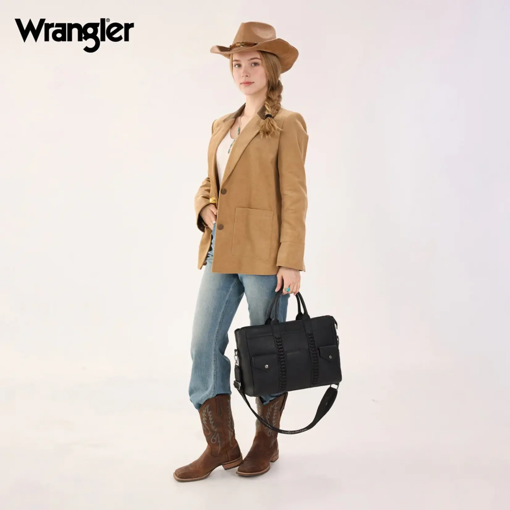 Wrangler WG484-8119BK - Black - Wrangler Whipstitch Work Tote / Crossbody