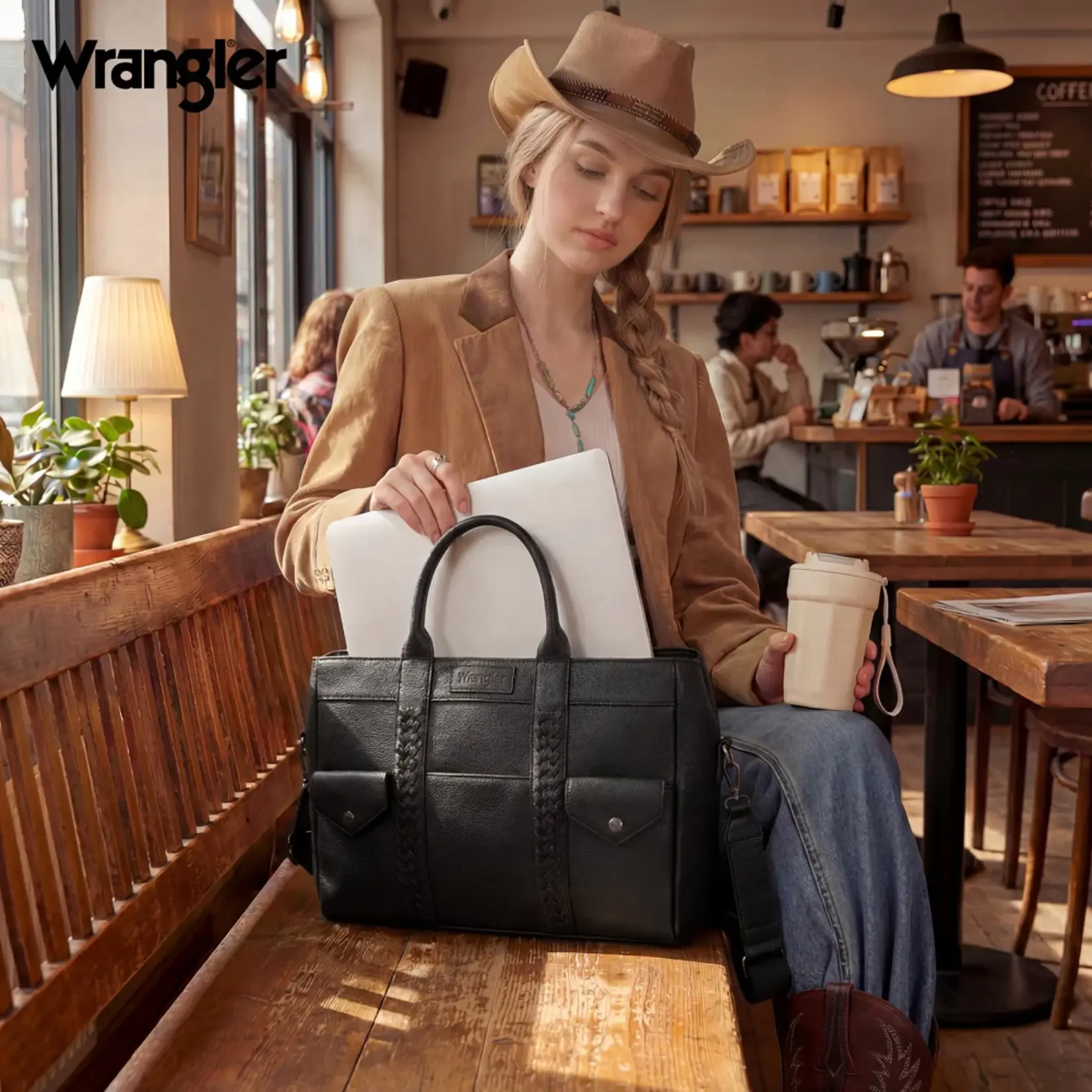 Wrangler WG484-8119BK - Black - Wrangler Whipstitch Work Tote / Crossbody