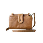 R Leathers 3141 LBN - Phone Pouch w/ CC Slots - Light Brown