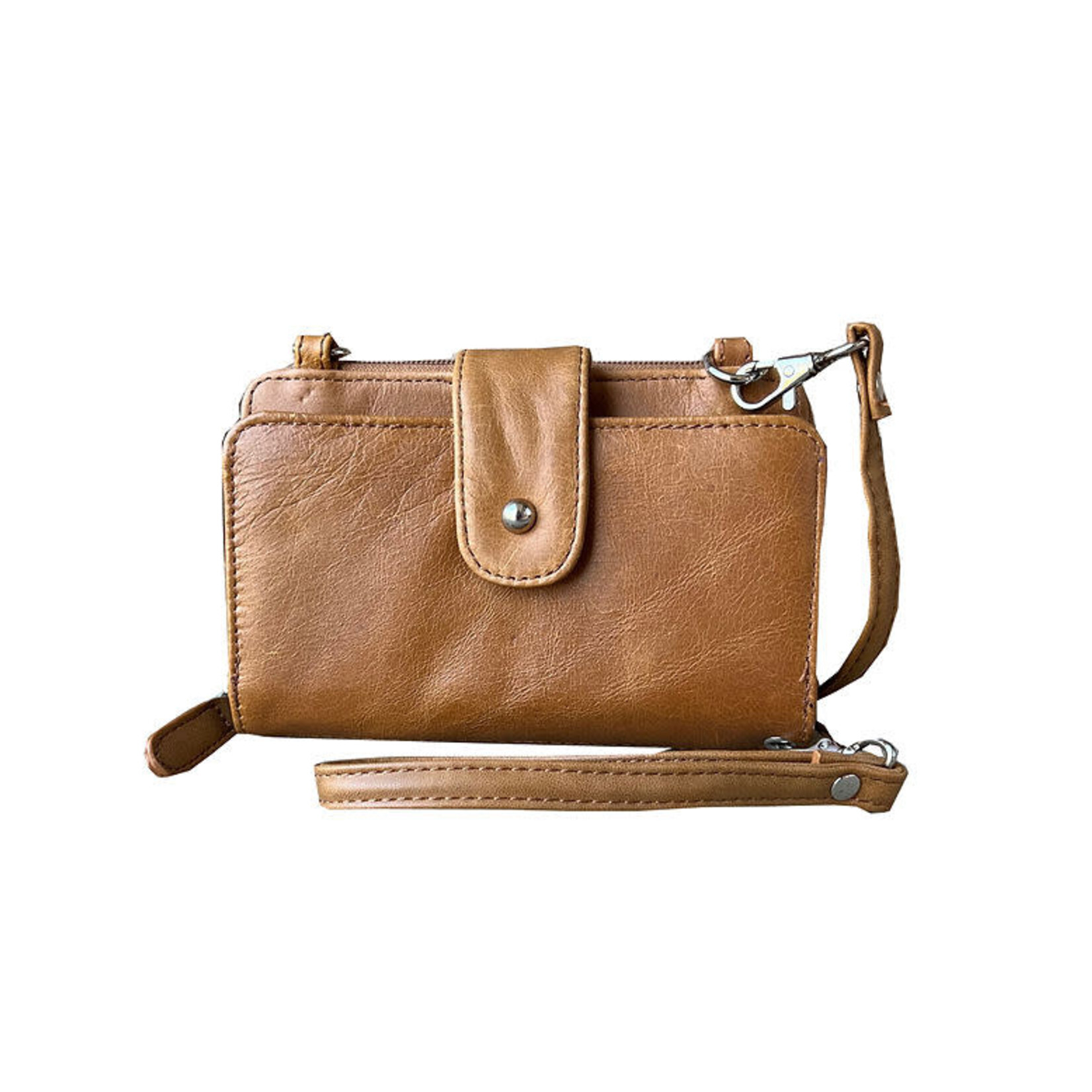 R Leathers 3141 LBN - Phone Pouch w/ CC Slots - Light Brown