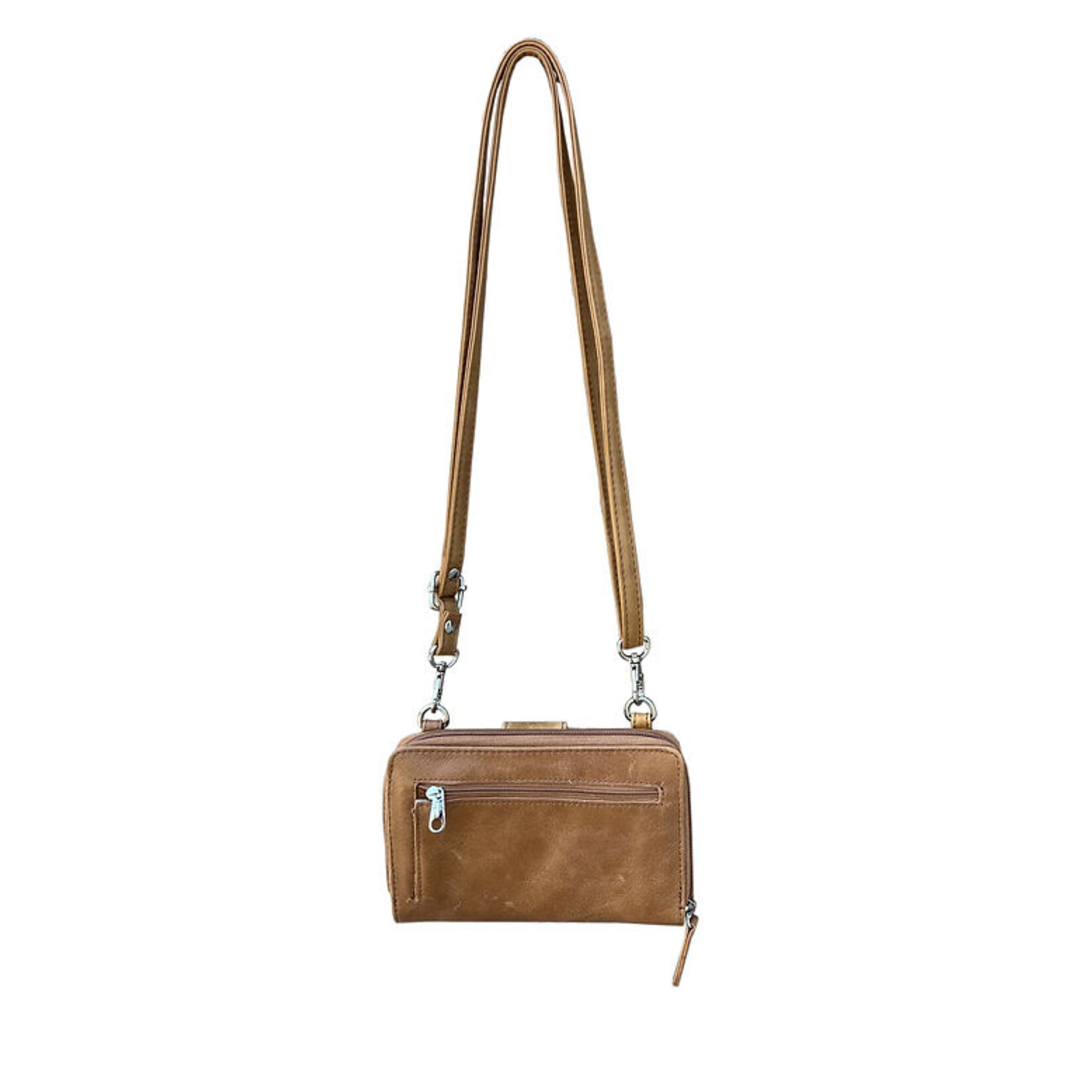R Leathers 3141 LBN - Phone Pouch w/ CC Slots - Light Brown