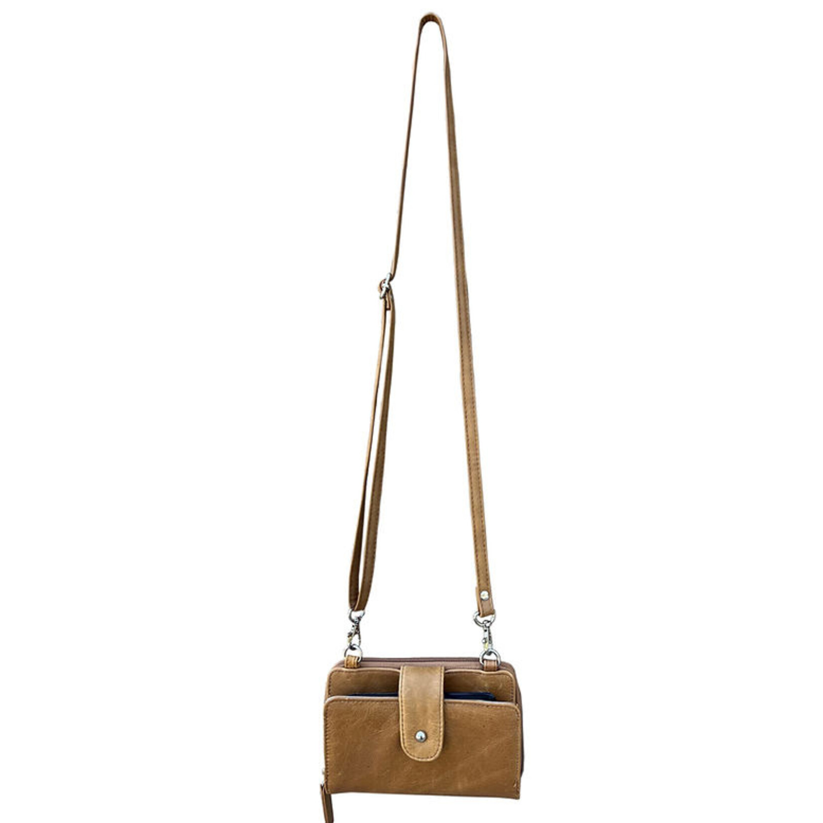 R Leathers 3141 LBN - Phone Pouch w/ CC Slots - Light Brown