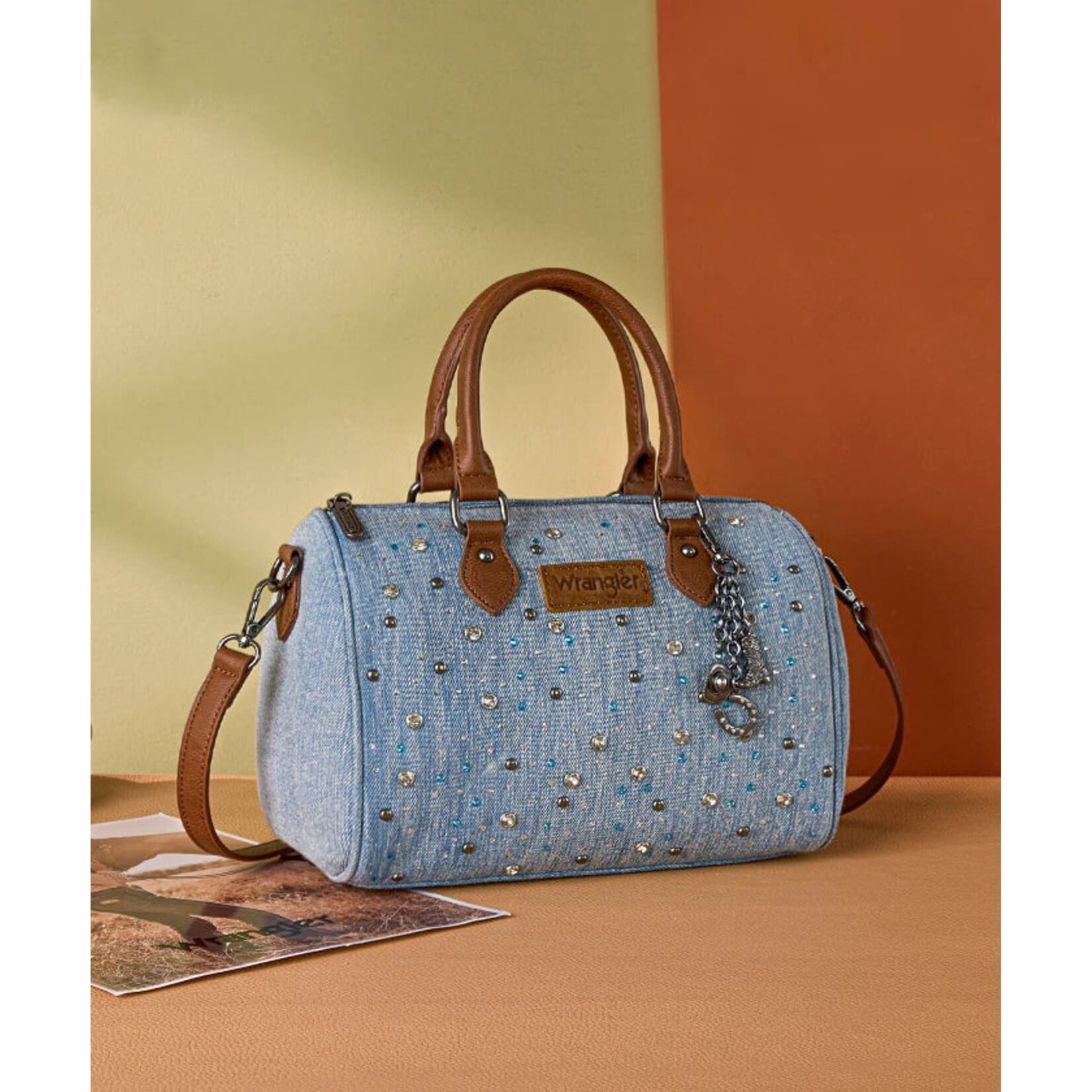 Wrangler WG458-51102JN - Jean - Wrangler Rhinestone Denim Boston Bag / Crossbody
