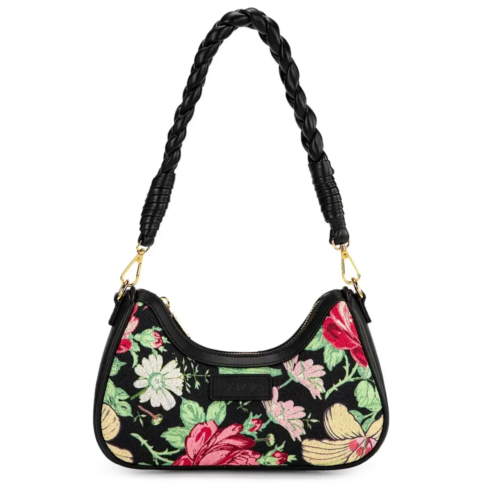 Wrangler WG438-818BK - Black - Wrangler Floral Print Braided Hobo Bag
