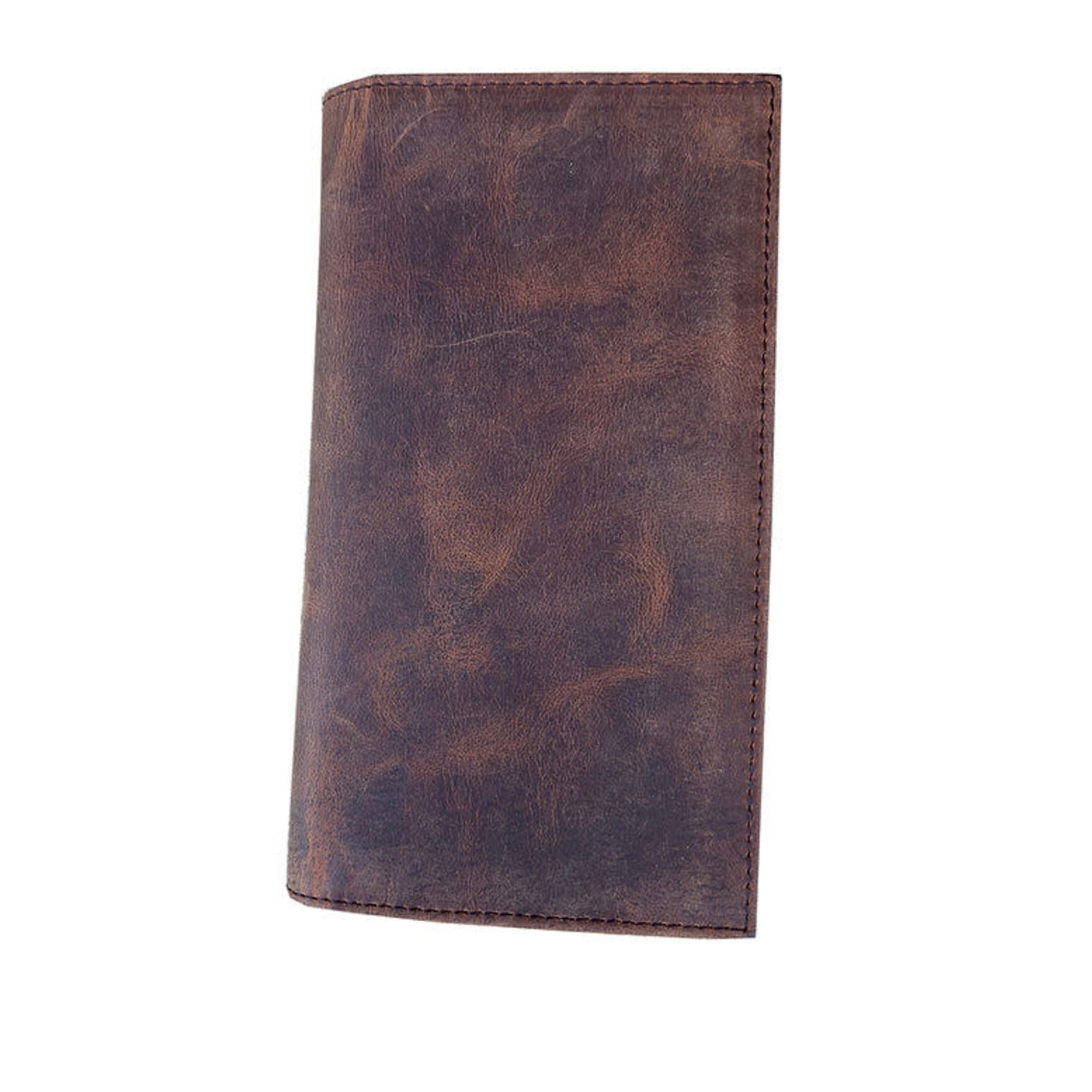 R Leathers 3234 RF - Brown - Cowhide Leather Checkbook Wallet