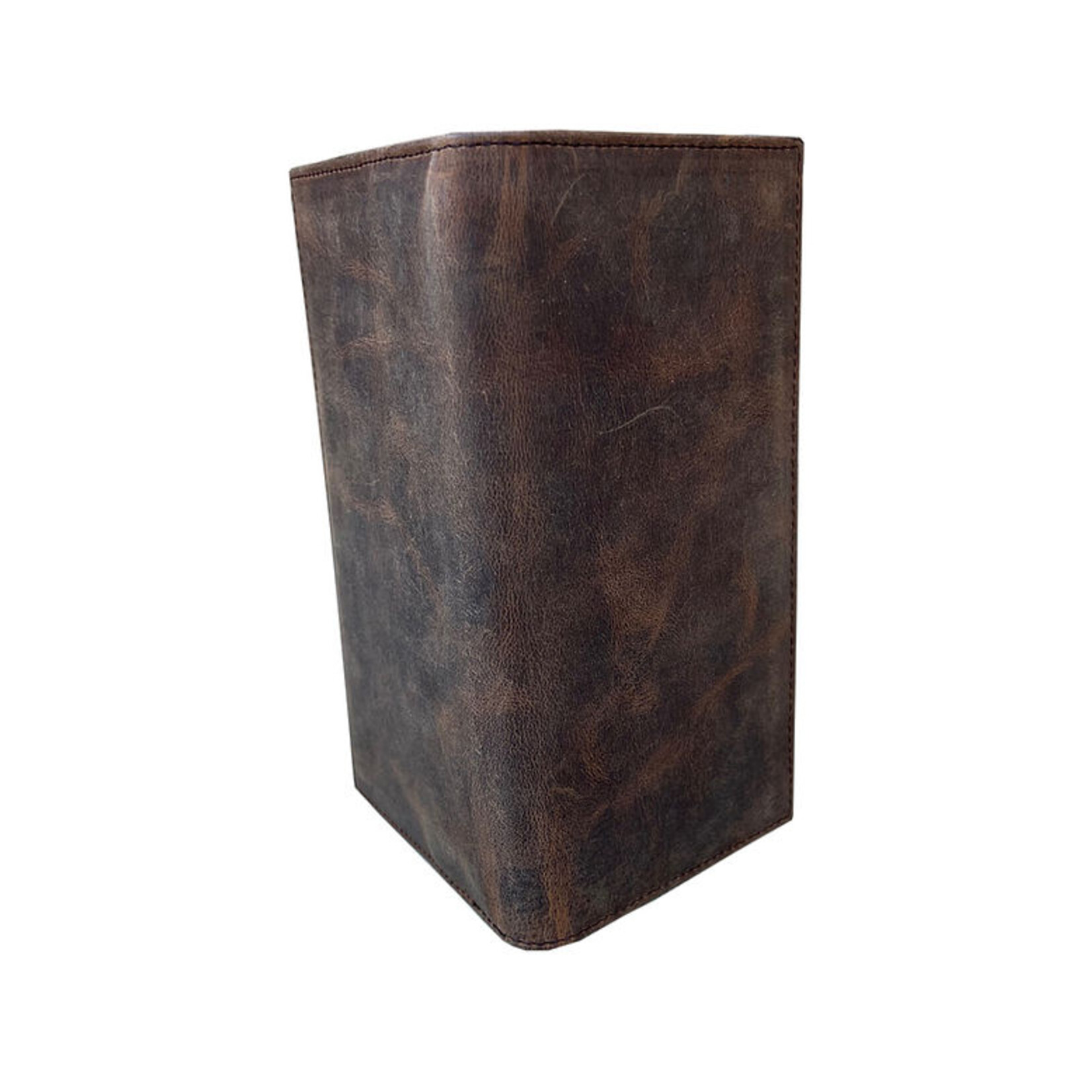 R Leathers 3234 RF - Brown - Cowhide Leather Checkbook Wallet