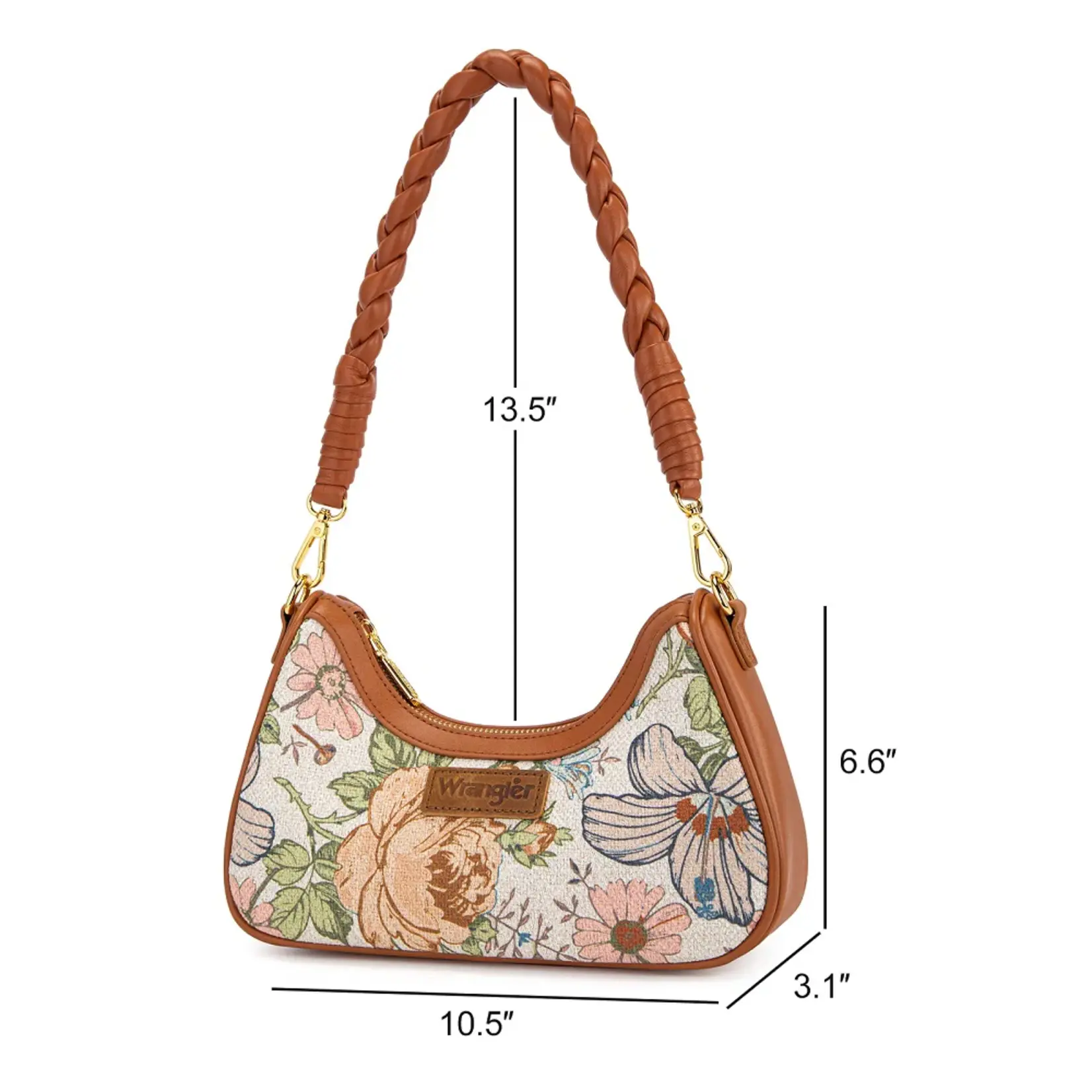 Wrangler WG438-818BR - Brown - Wrangler Floral Print Braided Hobo Bag