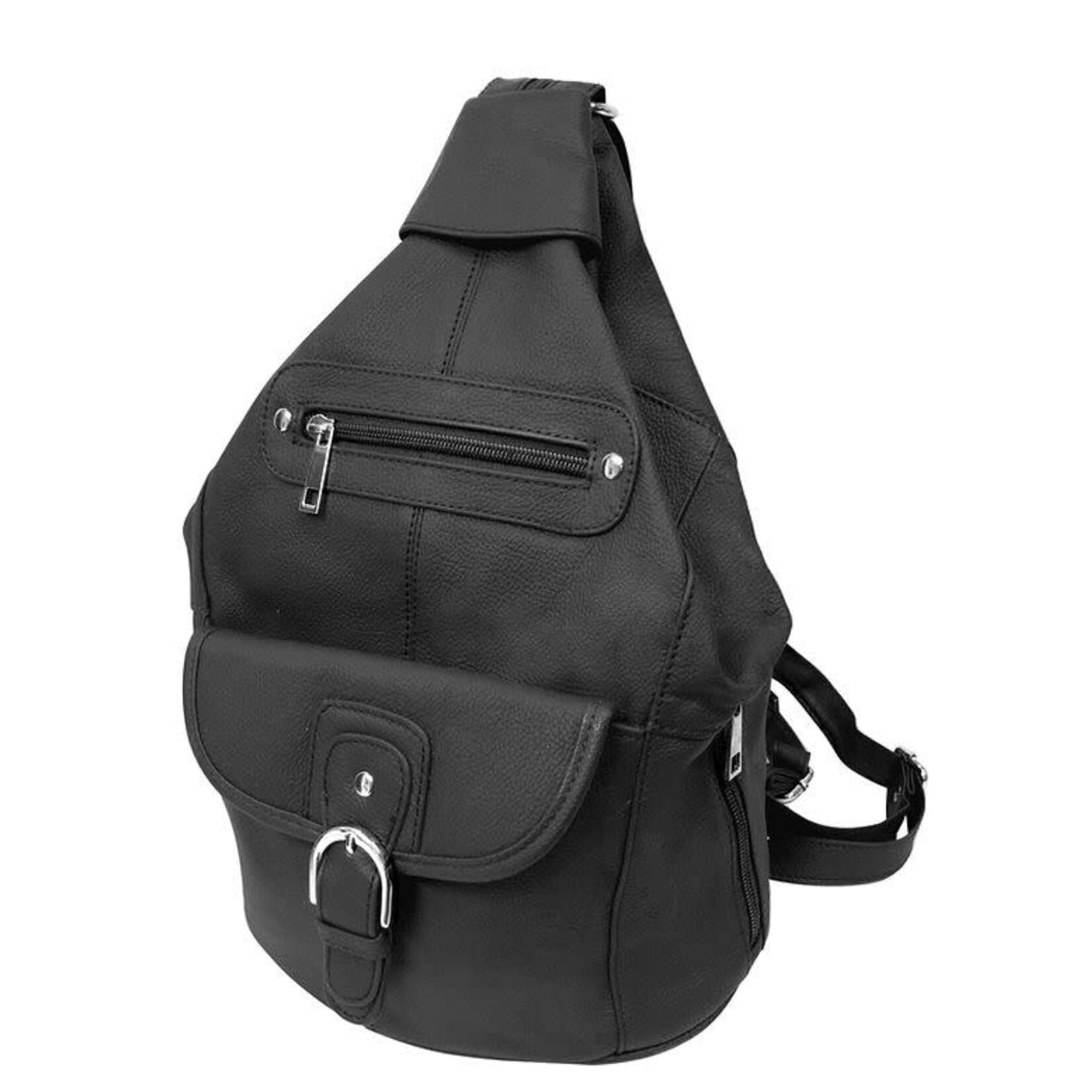 R Leathers 3611A ABK - Black - Cowhide Leather Backpack