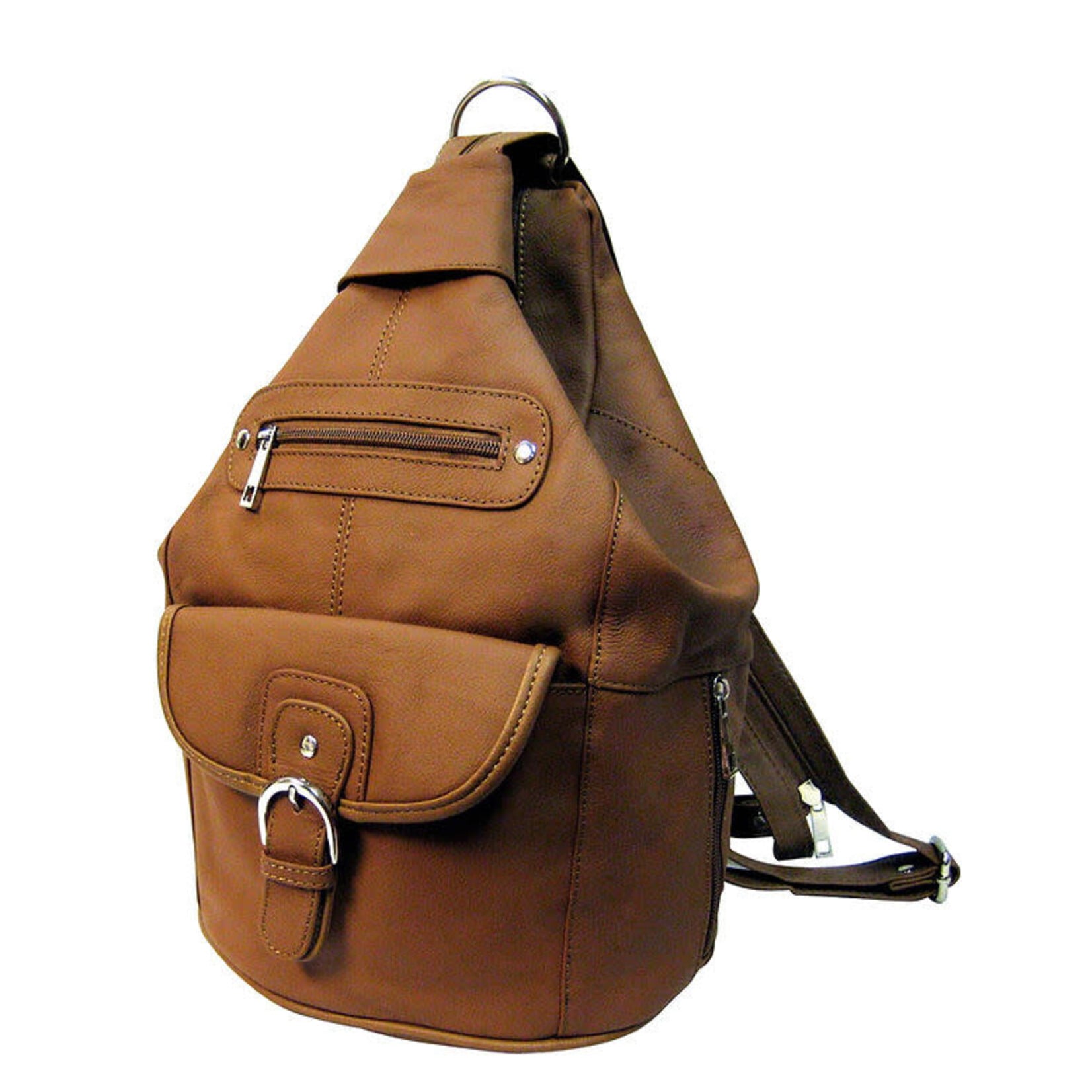 R Leathers 3611A ALBN - Light Brown - Cowhide Leather Backpack