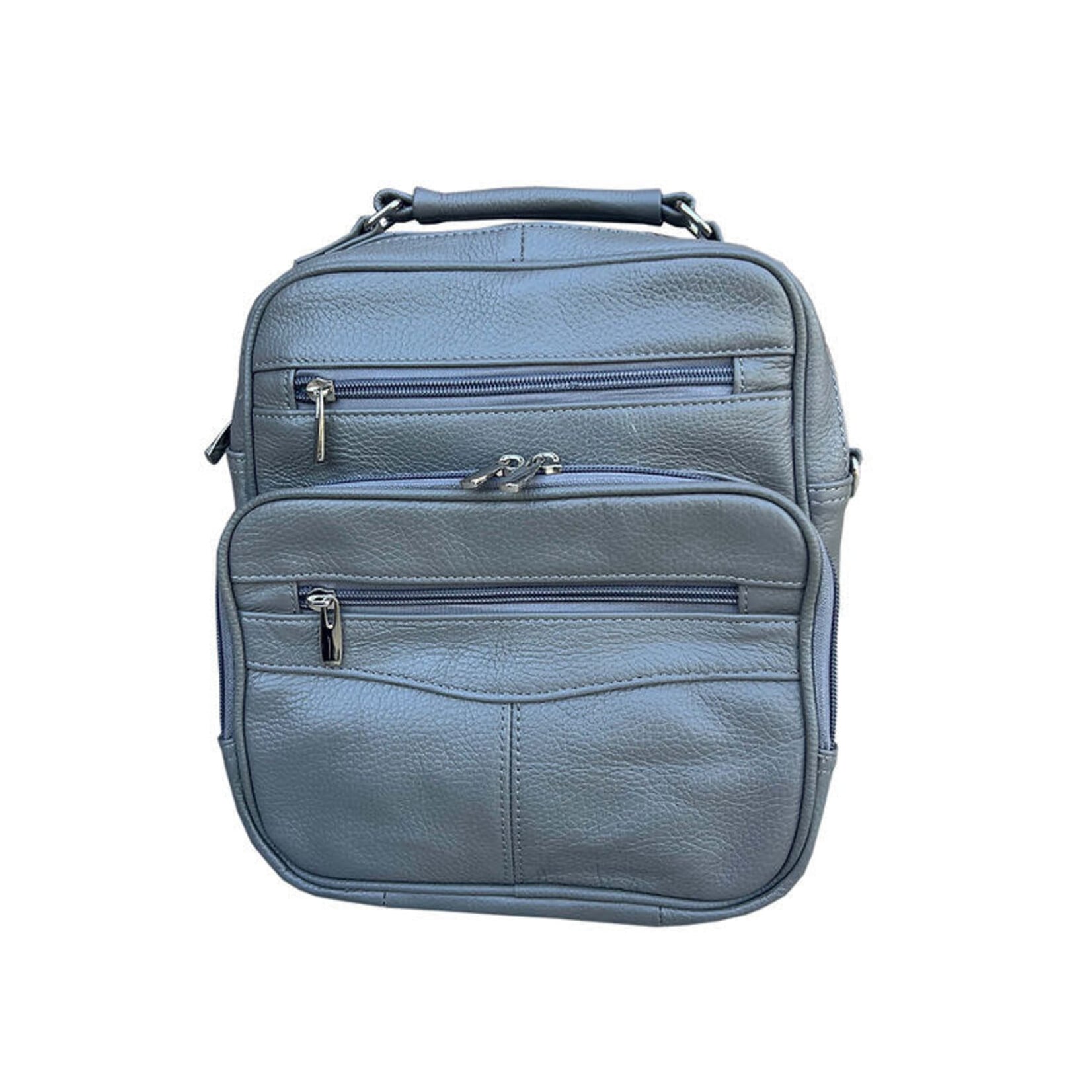 R Leathers 3751 GRY - Gray - Cowhide Leather Crossbody