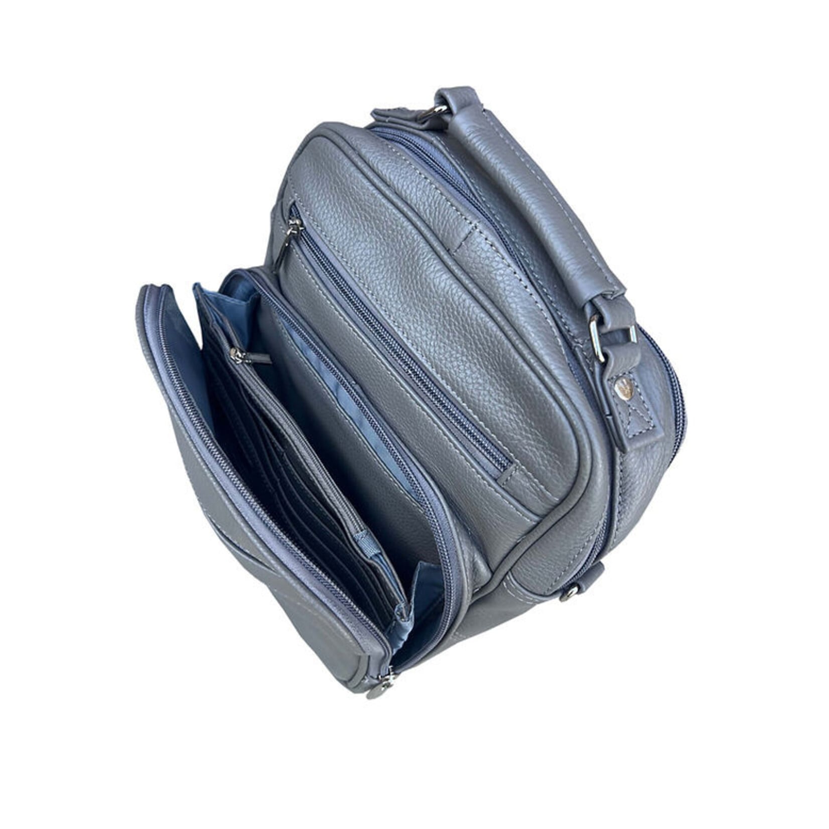 R Leathers 3751 GRY - Gray - Cowhide Leather Crossbody