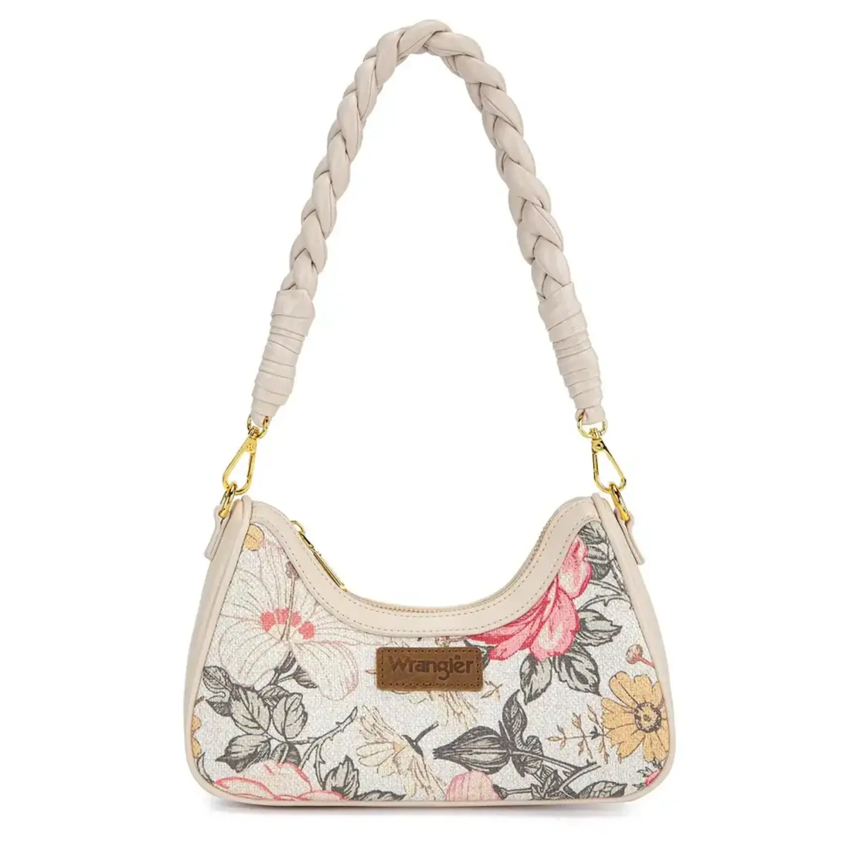 Wrangler WG438-818TN - Tan - Wrangler Floral Print Braided Hobo Bag