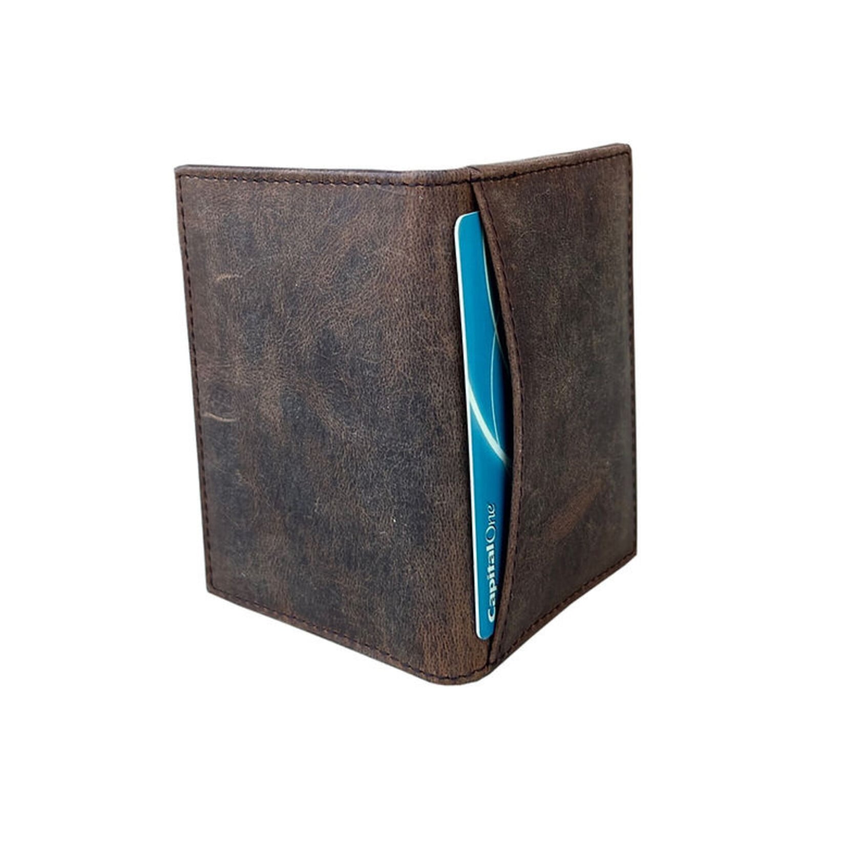 R Leathers 702 RF - Brown - Cowhide Leather Card Holder