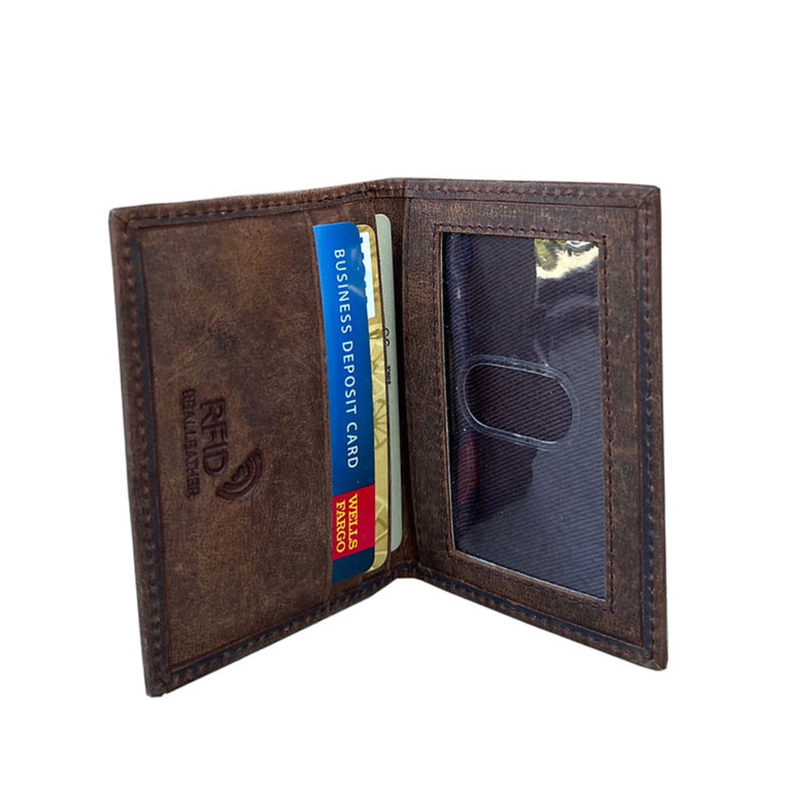 R Leathers 702 RF - Brown - Cowhide Leather Card Holder