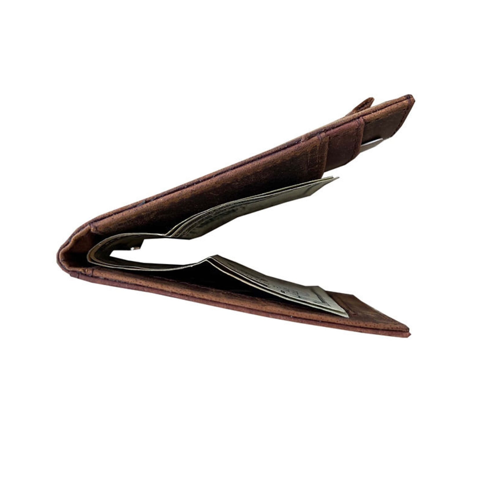 R Leathers 915RF BN - Air Tag Money Clip w/RFID Protection - Brown