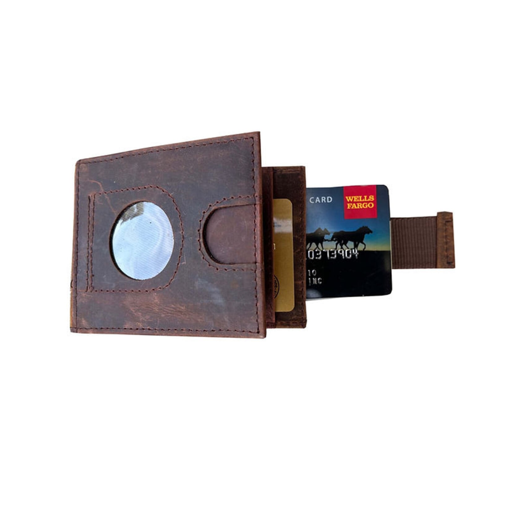R Leathers 915RF BN - Air Tag Money Clip w/RFID Protection - Brown
