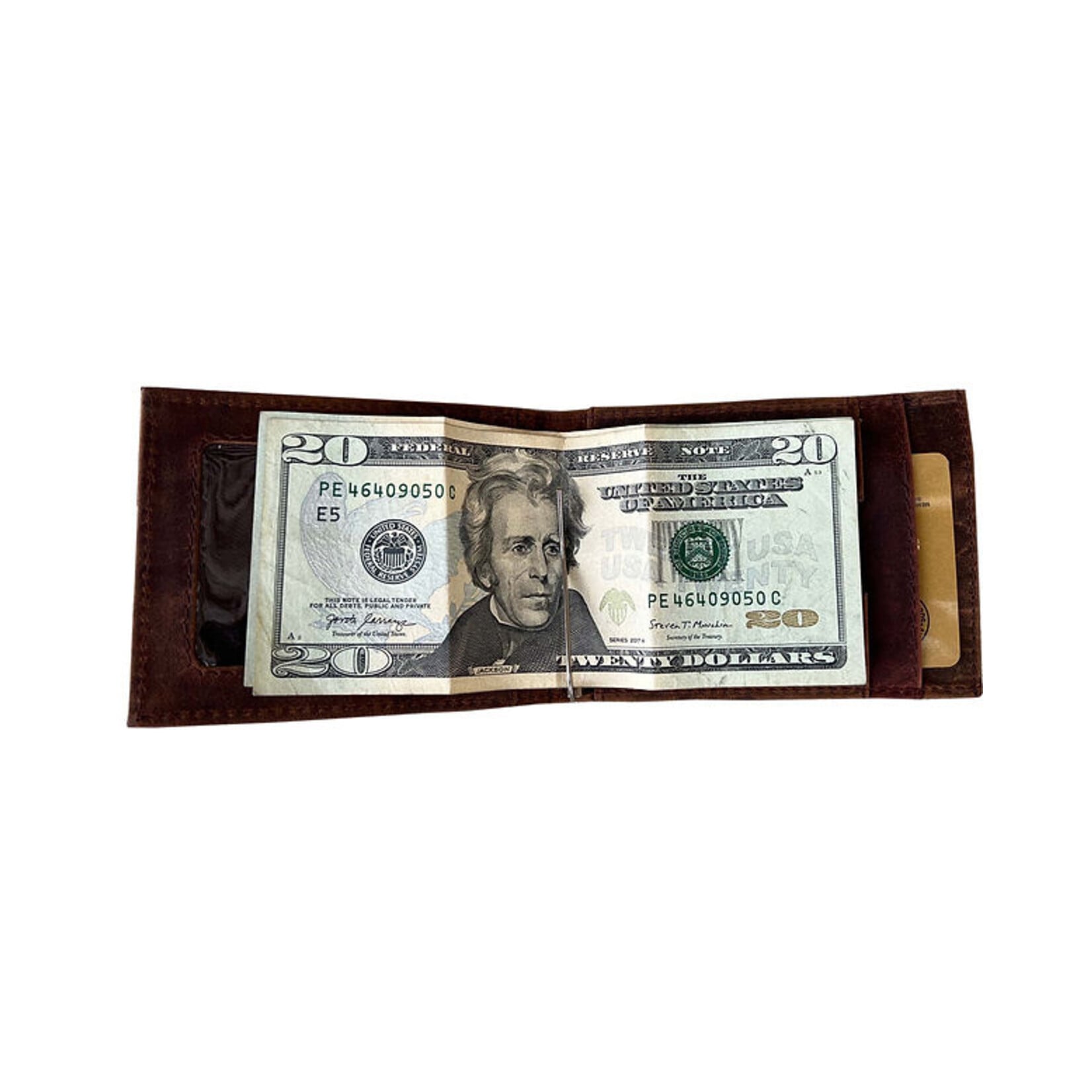 R Leathers 915RF BN - Air Tag Money Clip w/RFID Protection - Brown