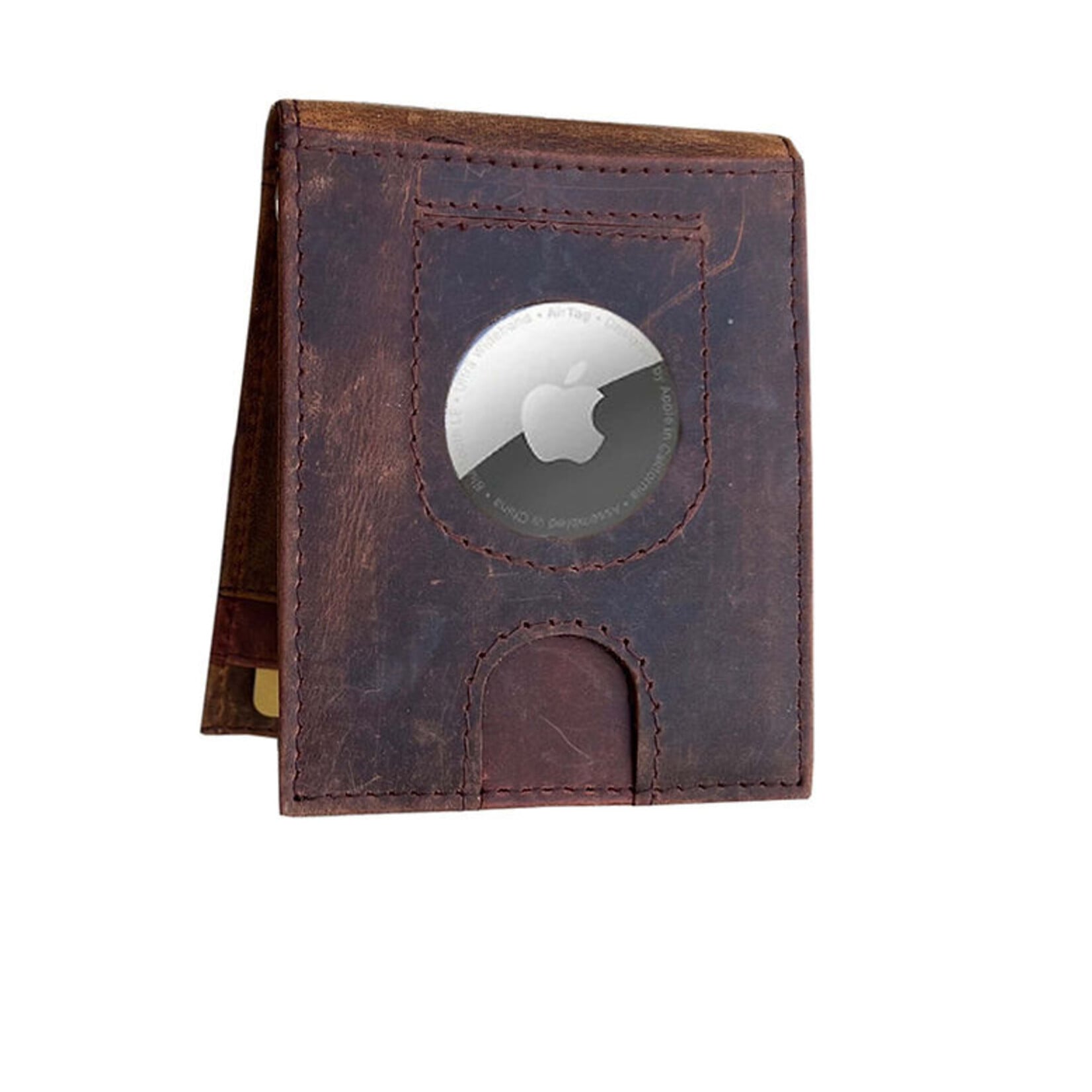R Leathers 915RF BN - Air Tag Money Clip w/RFID Protection - Brown