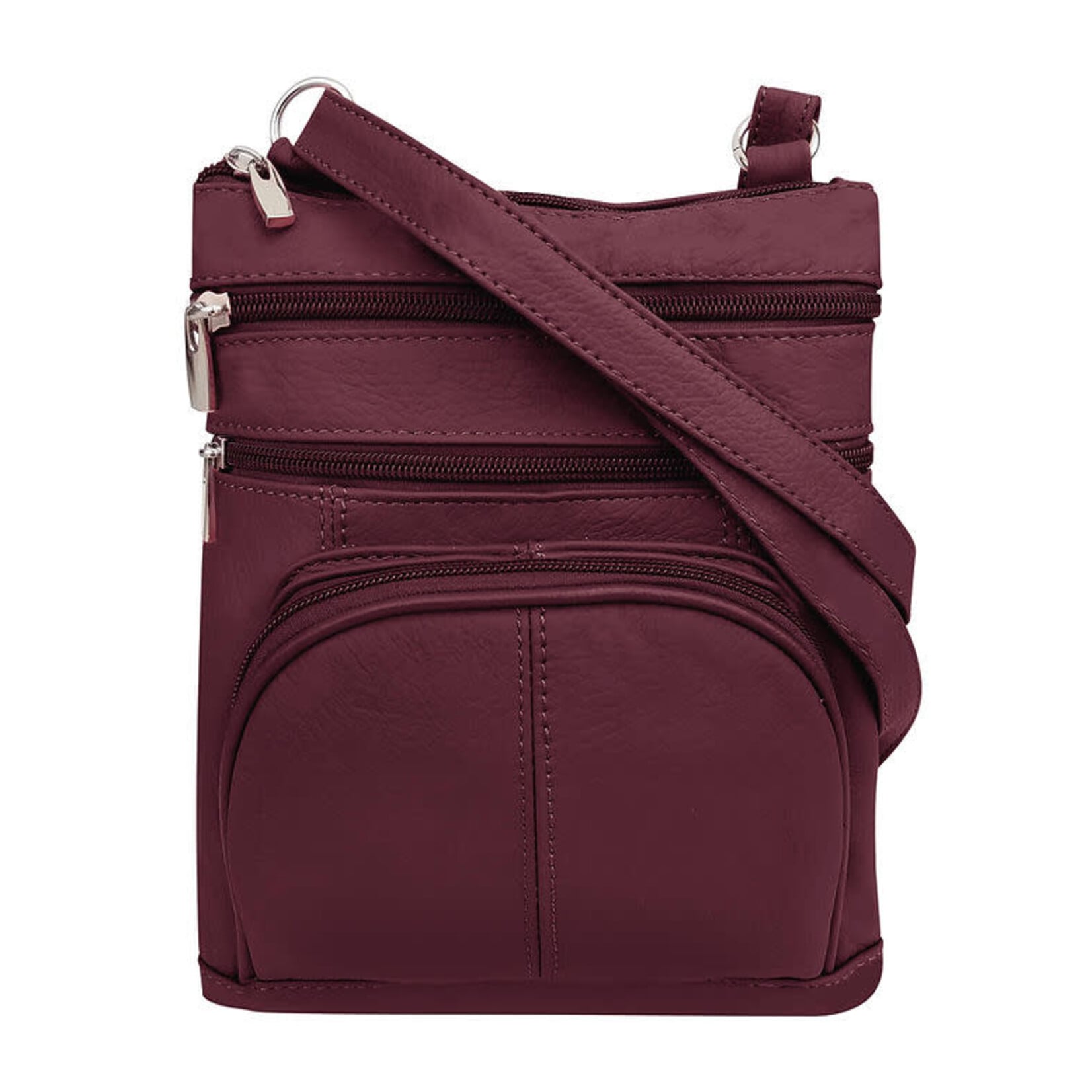 R Leathers RM004 WN - Wine - Cowhide Leather Crossbody