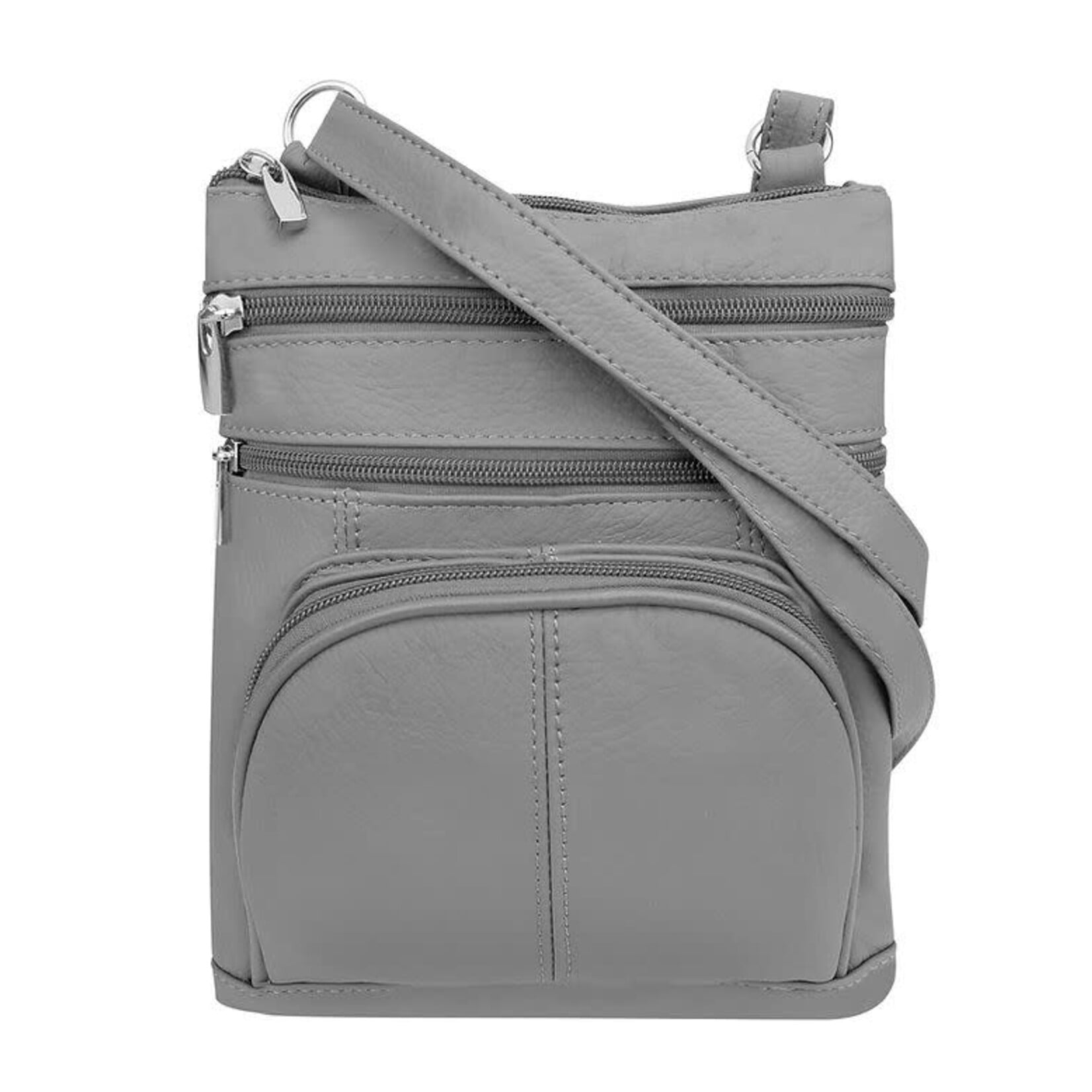 R Leathers RM004L GRY - Gray - Cowhide Leather Crossbody