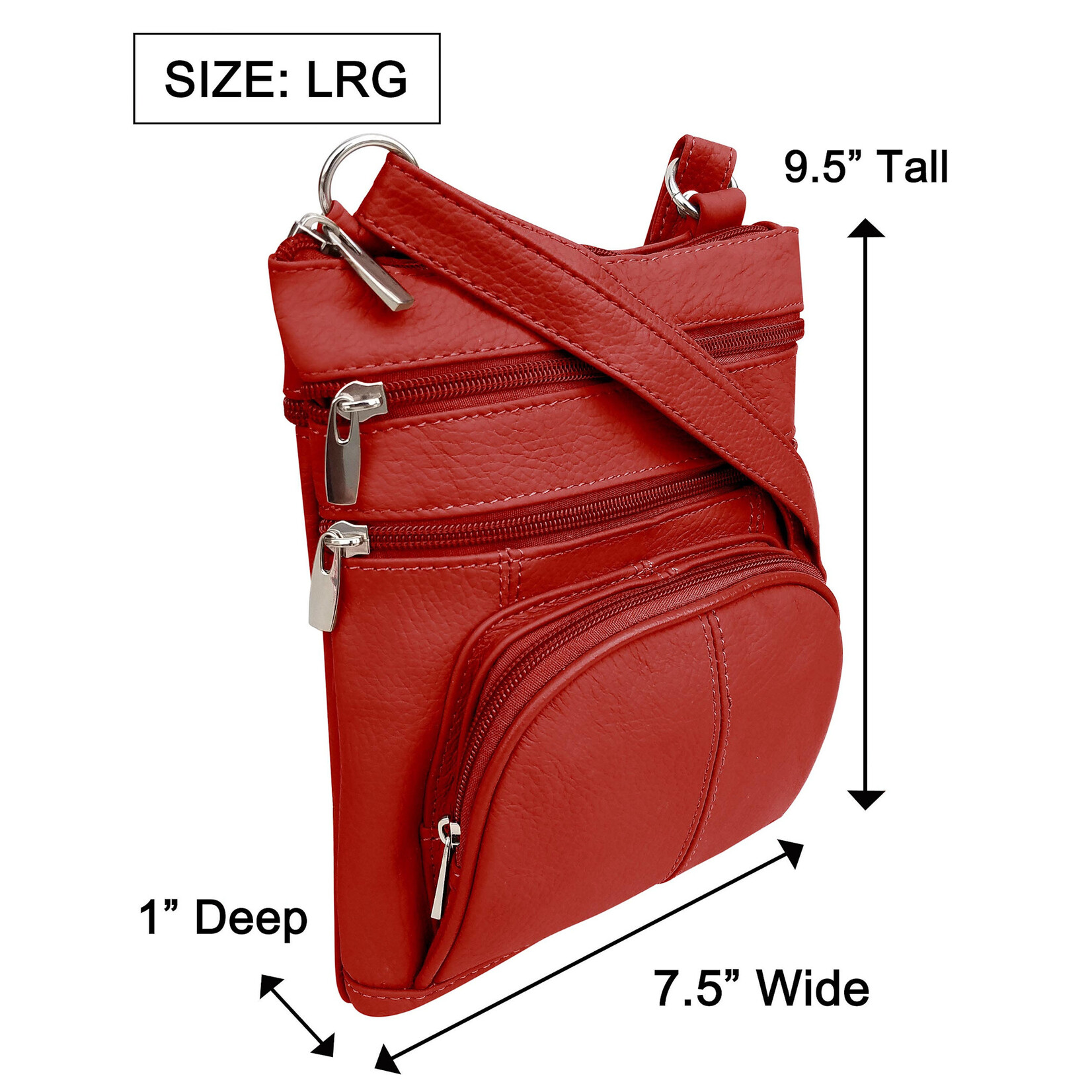 R Leathers RM004L RD - Red - Cowhide Leather Crossbody