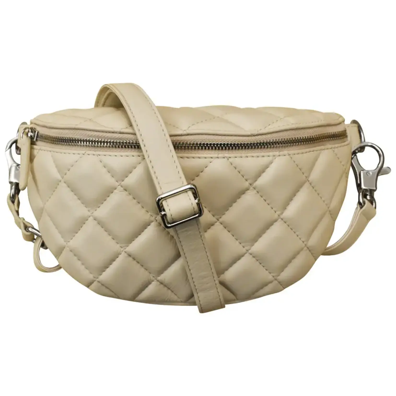 Leather Handbags and Accessories 6357 Stone - Quilted Belt Bag