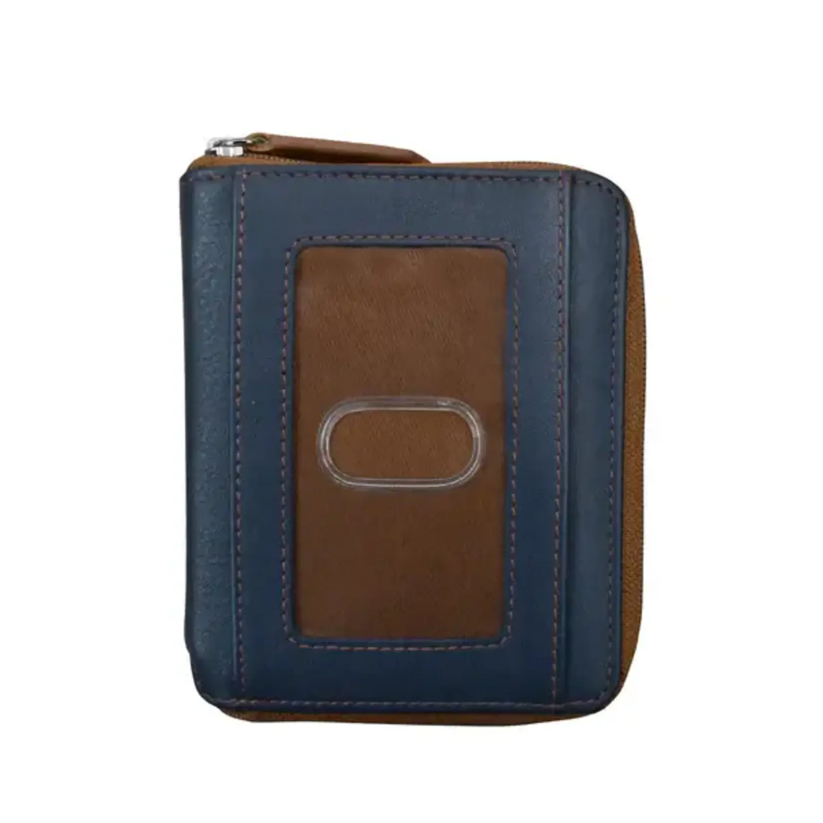 Leather Handbags and Accessories 7859 Classic Navy/Antique Saddle - RFID Zip Around Wallet