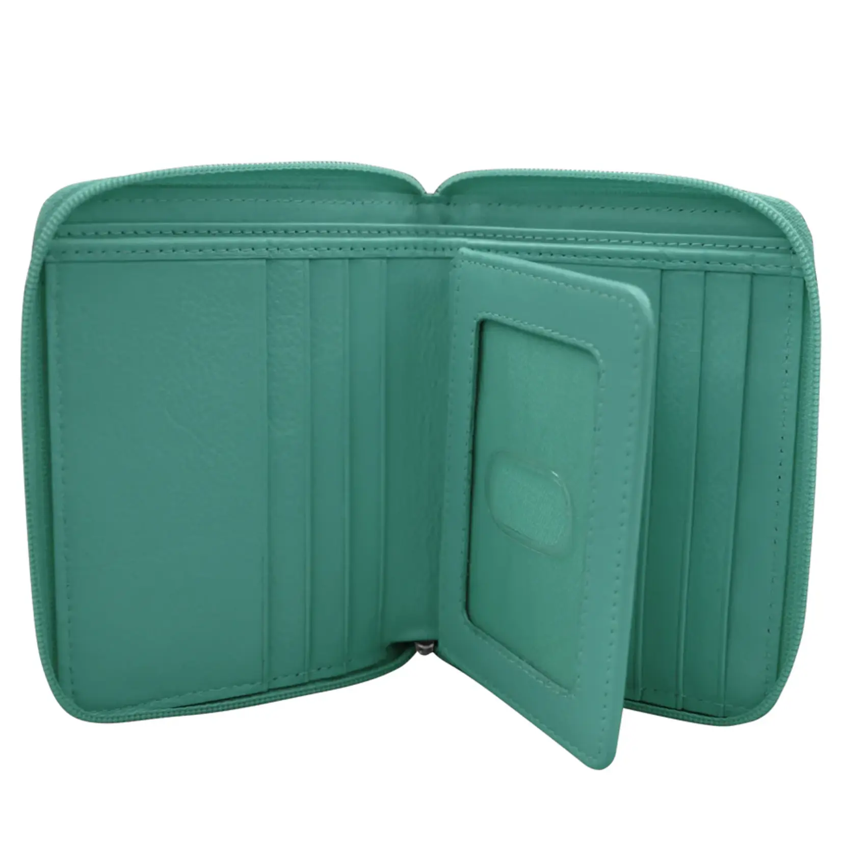 Leather Handbags and Accessories 7859 Turquoise - RFID Zip Around Wallet