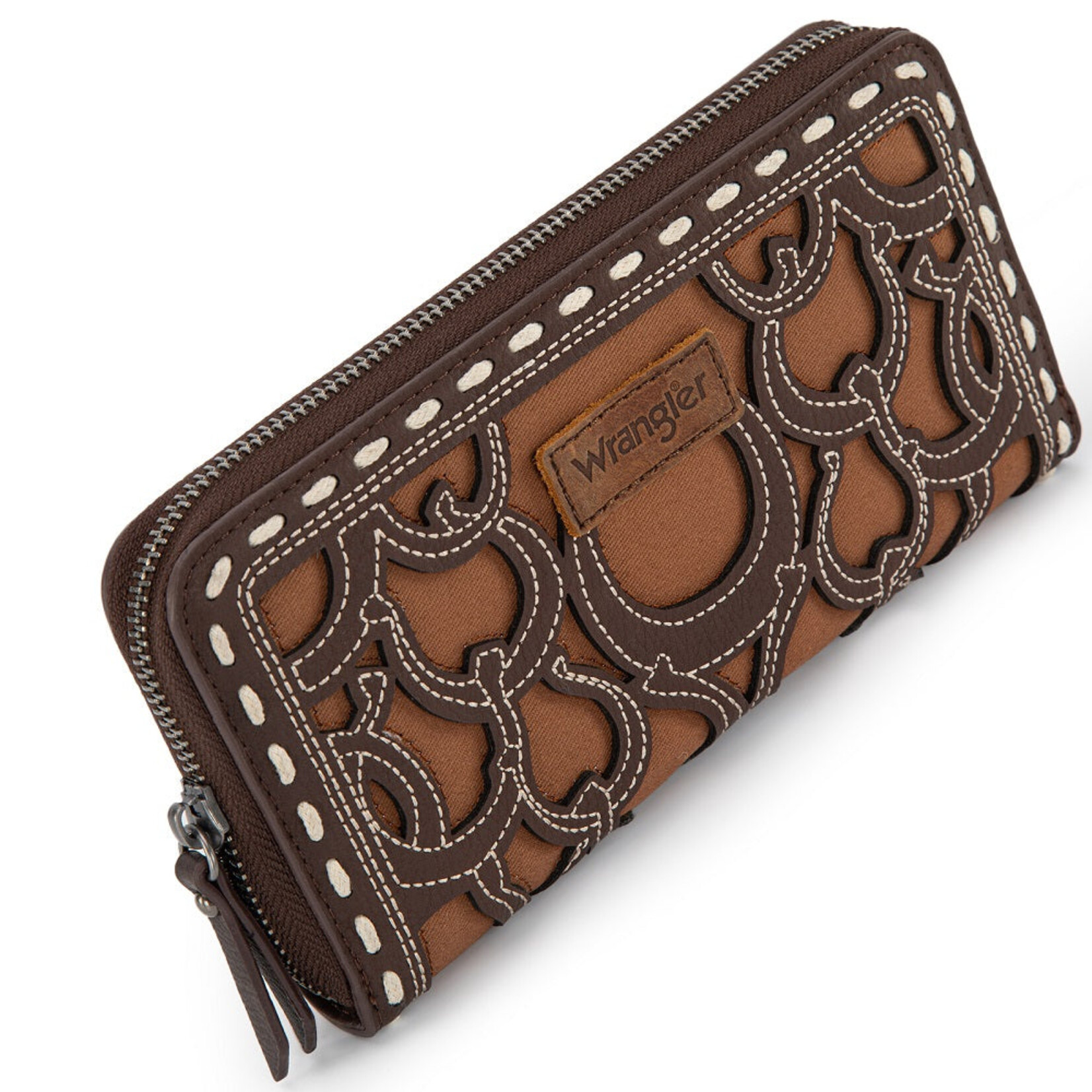 Wrangler WG292-W082CF - Coffee - Wrangler Horseshoe Cutout Zip Around Wallet