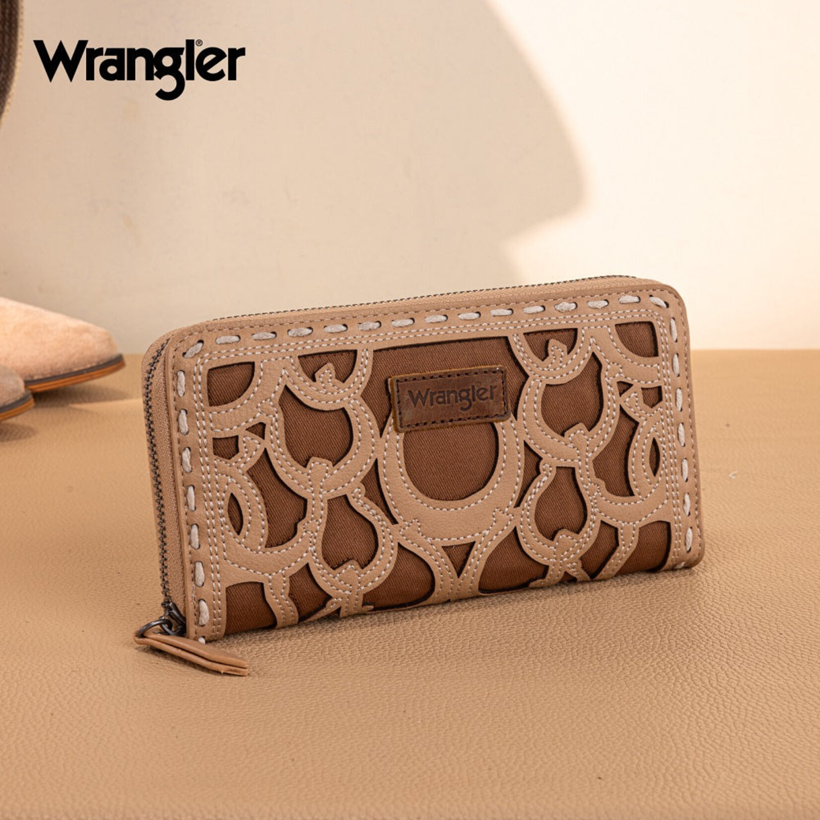 Wrangler WG292-W082KH - Khaki - Wrangler Horseshoe Cutout Zip Around Wallet