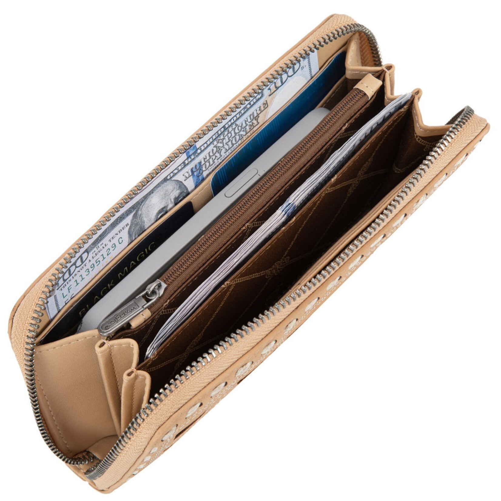 Wrangler WG292-W082KH - Khaki - Wrangler Horseshoe Cutout Zip Around Wallet