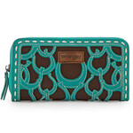 Wrangler WG292-W082TQ - Turquoise - Wrangler Horseshoe Cutout Zip Around Wallet