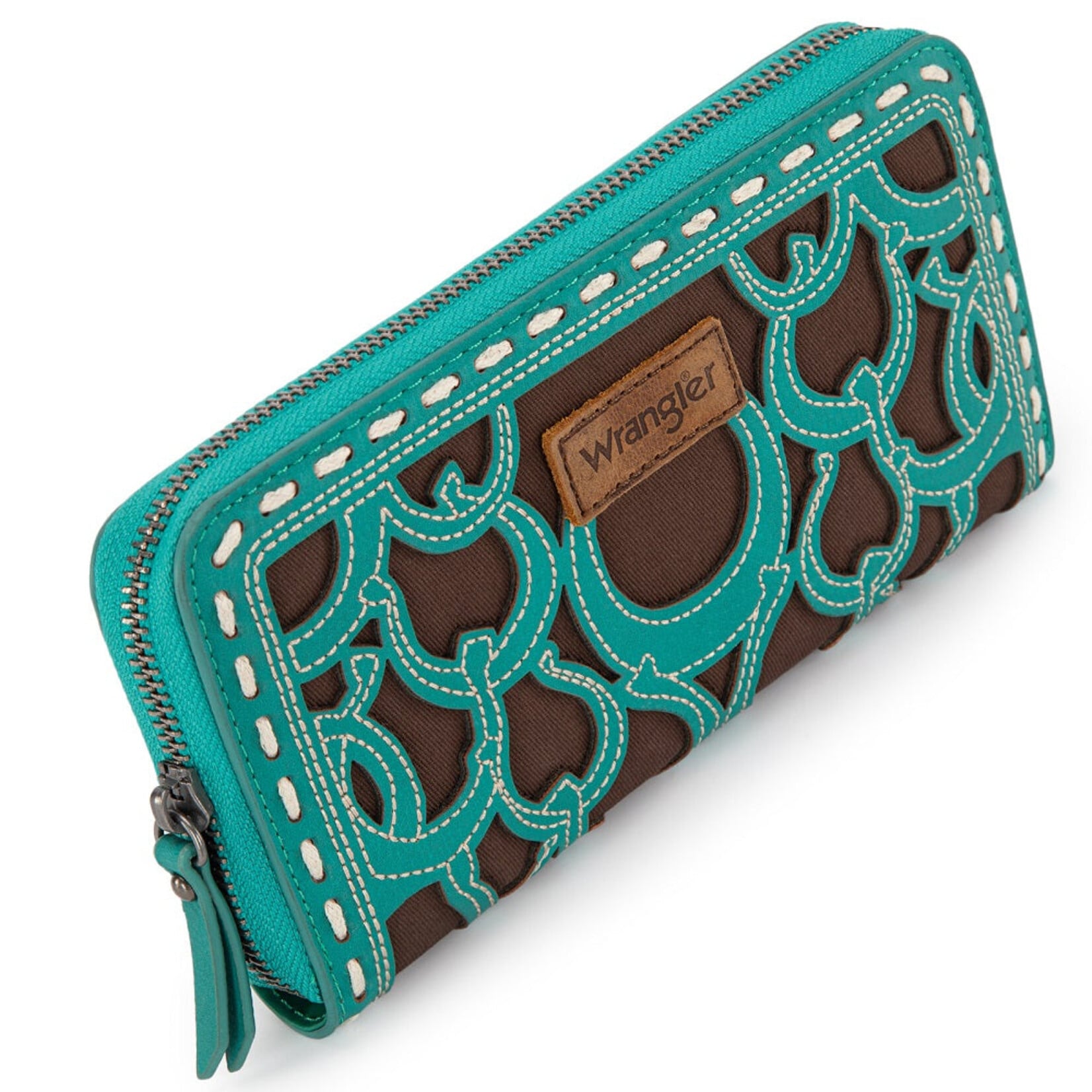 Wrangler WG292-W082TQ - Turquoise - Wrangler Horseshoe Cutout Zip Around Wallet
